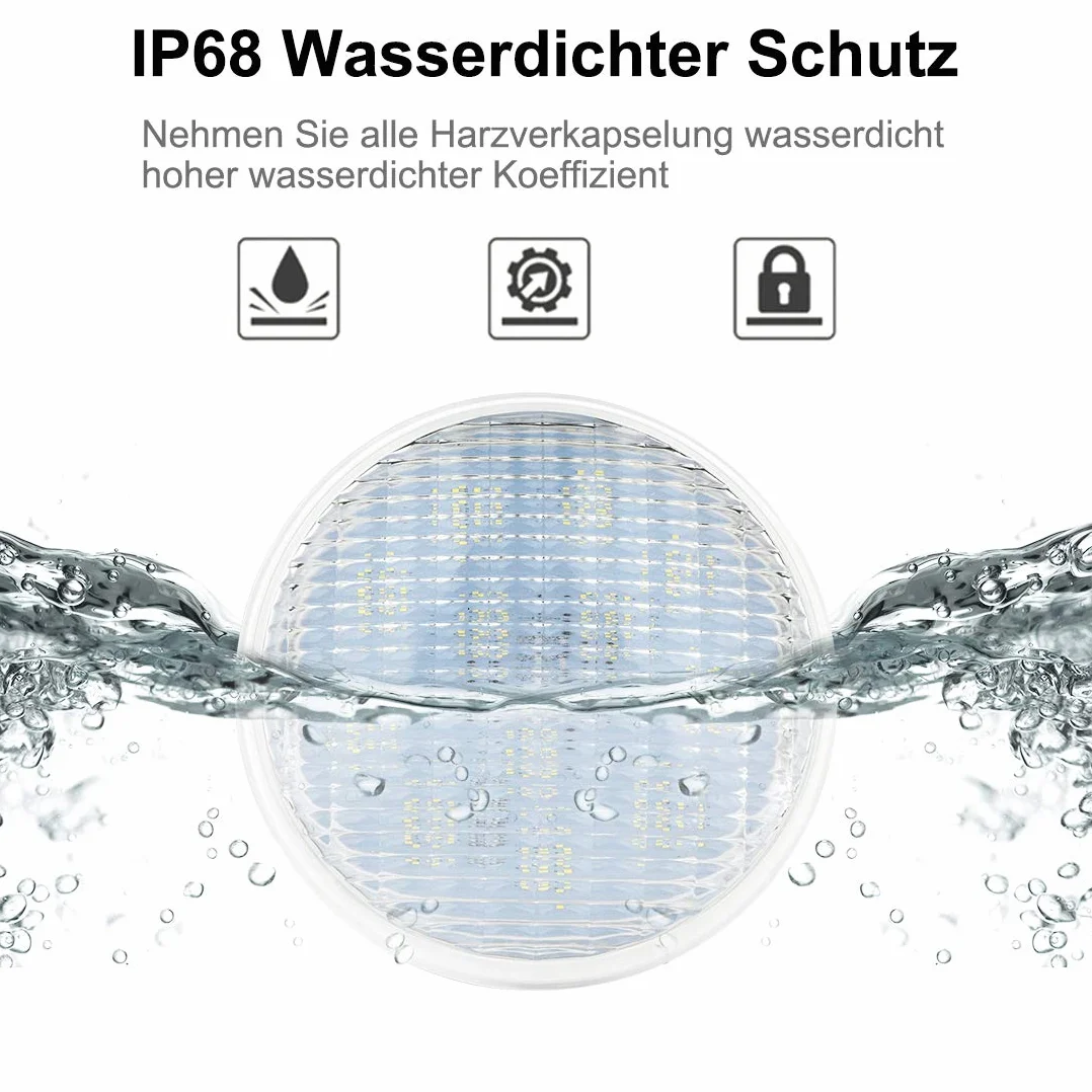 Projecteur de piscine LED PAR56 40W 12V AC/DC IP68 Éclairage submersible blanc chaud