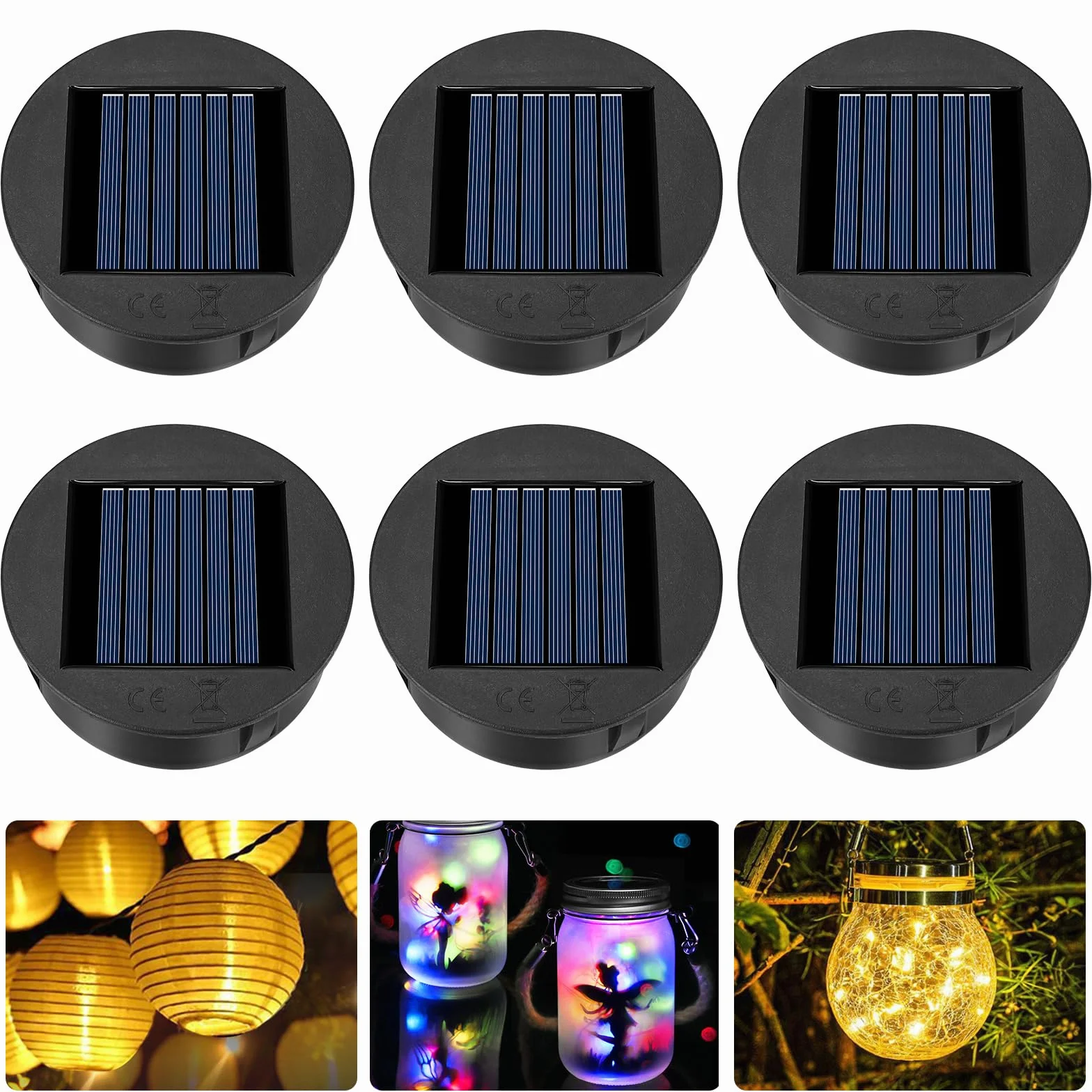 Couvercle de rechange solaire 8 cm IP55 600 mAh 6 pièces LED Warm White pour lampes solaires extérieur