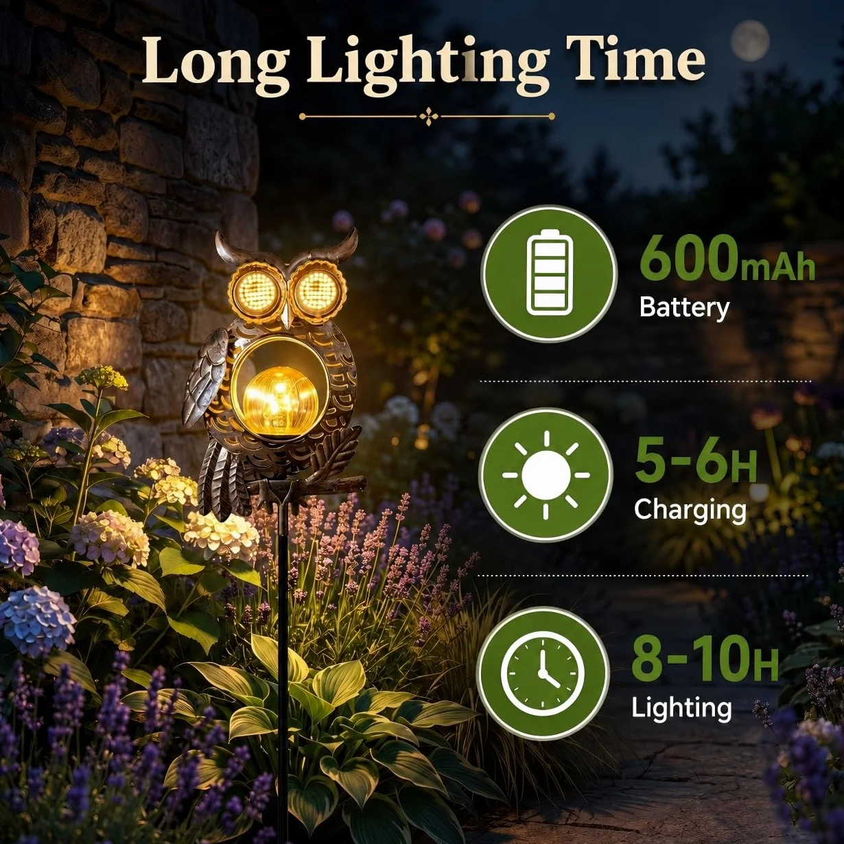 Lampes solaires extérieur hibou IP65 décoration jardin étanchéité