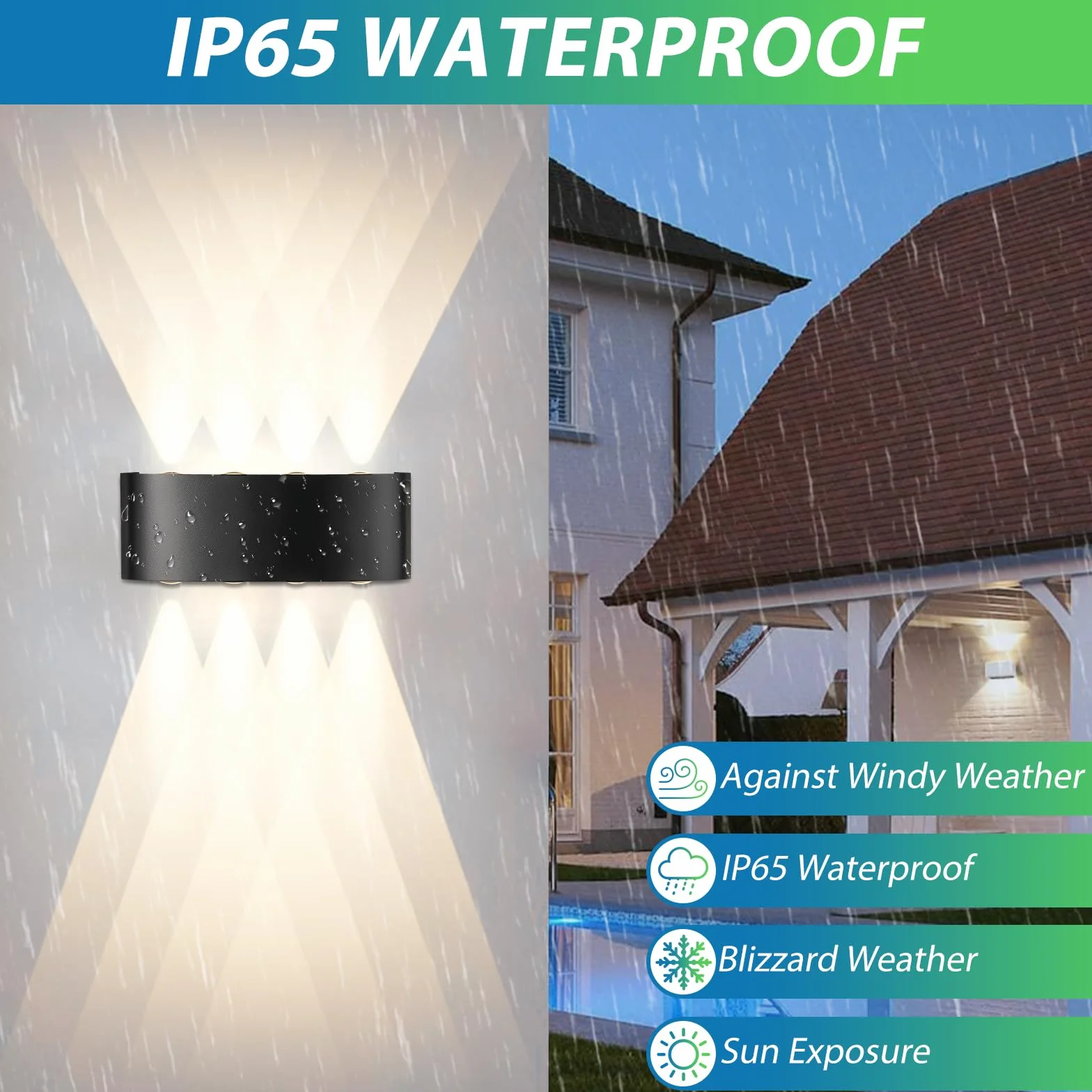 CHEVVY Lot de 2 Applique Murale LED Noir 8W IP65 3000K Aluminium Moderne