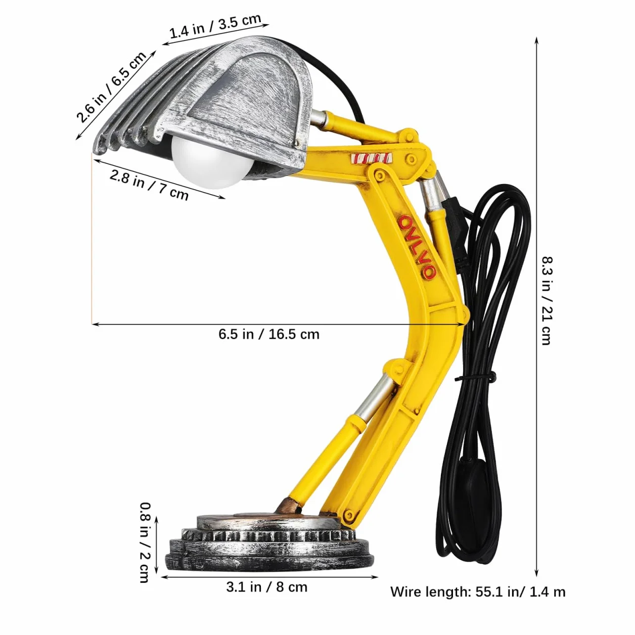Lampe Pelleteuse Résine USB 21 cm Veilleuse Enfant Décoration Chambre
