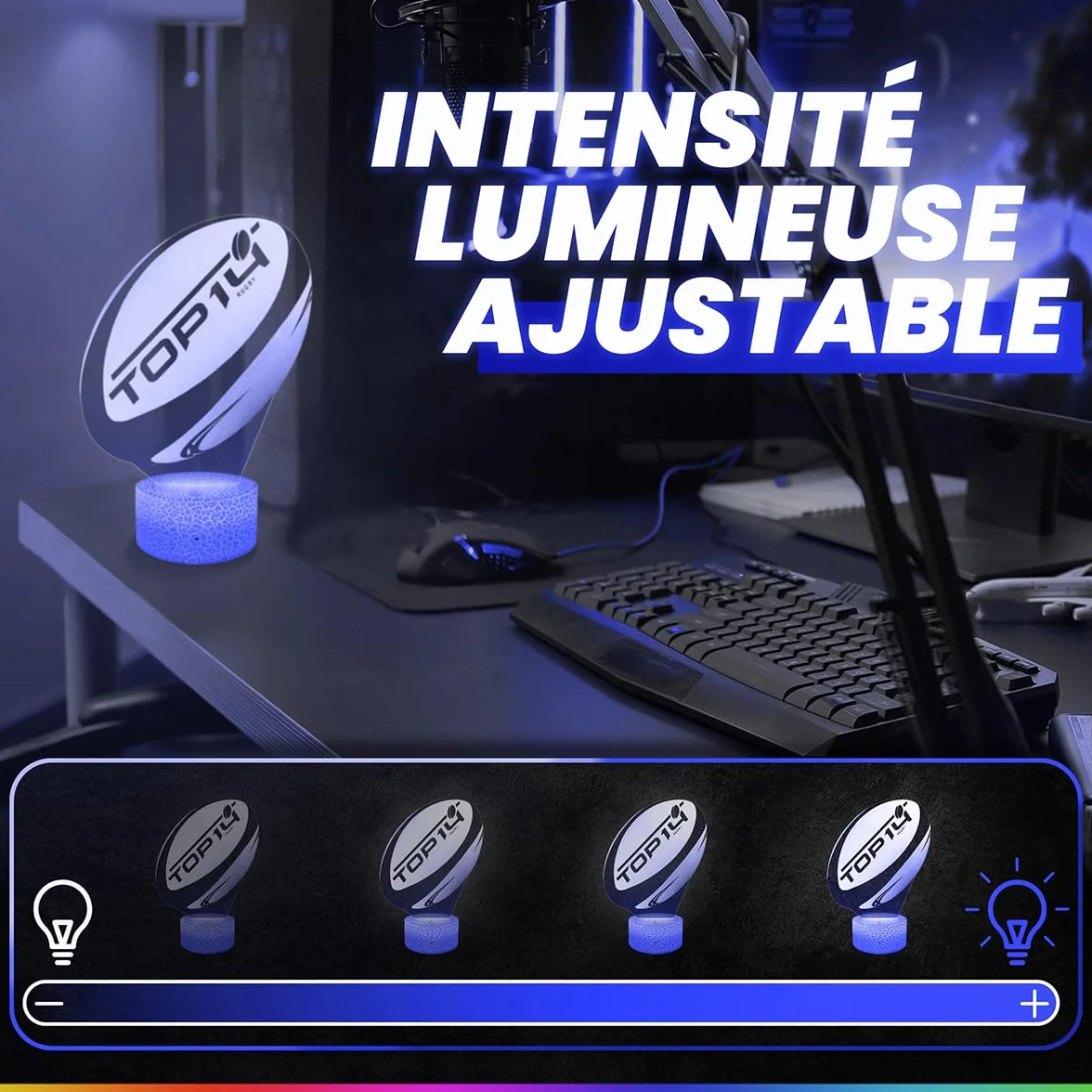 Lampe de chevet Ballon Rugby décoration Rugbyman veilleuse adulte déco chambre