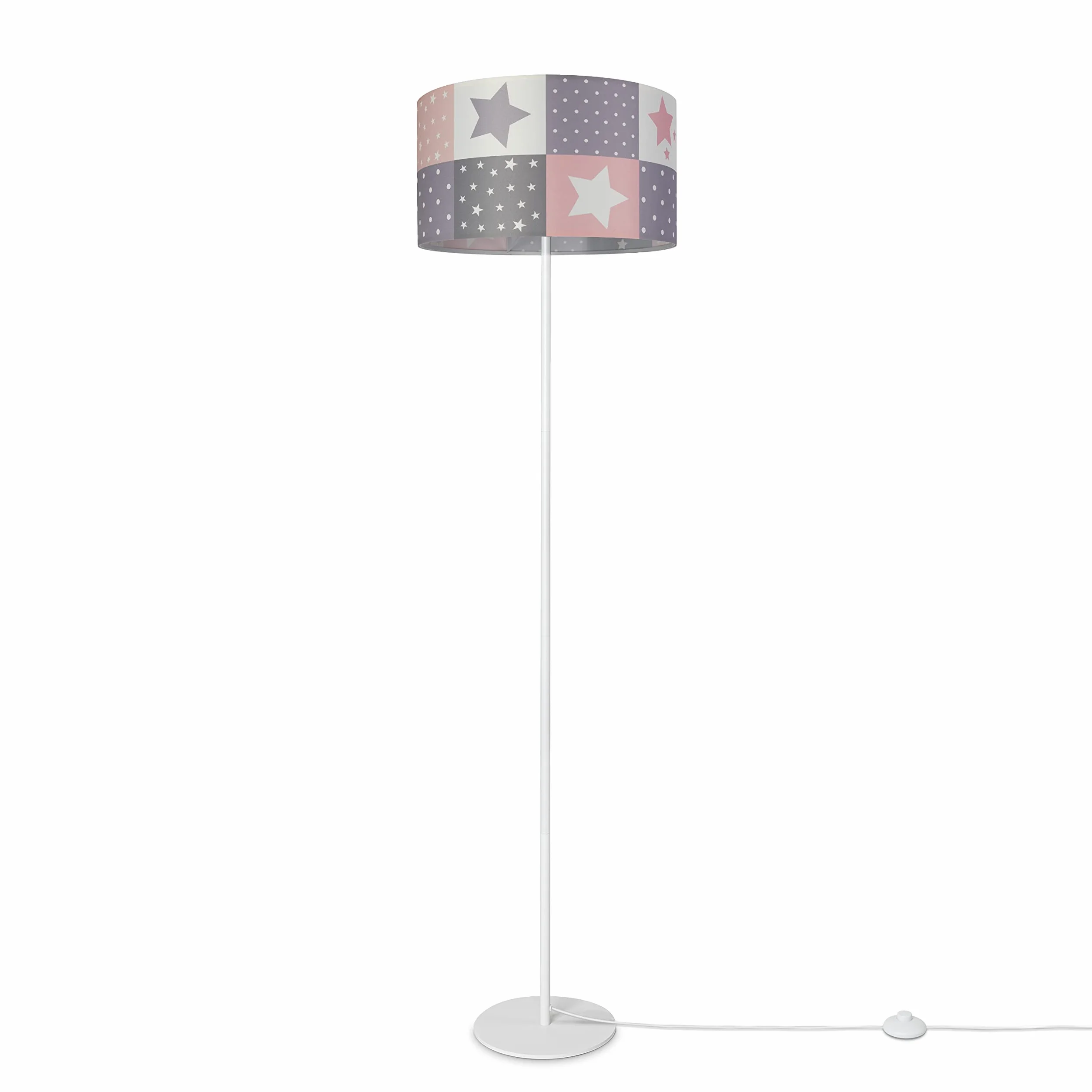 Paco Home Lampadaire Chambre Enfant Abat-Jour Rond Tissu E27
