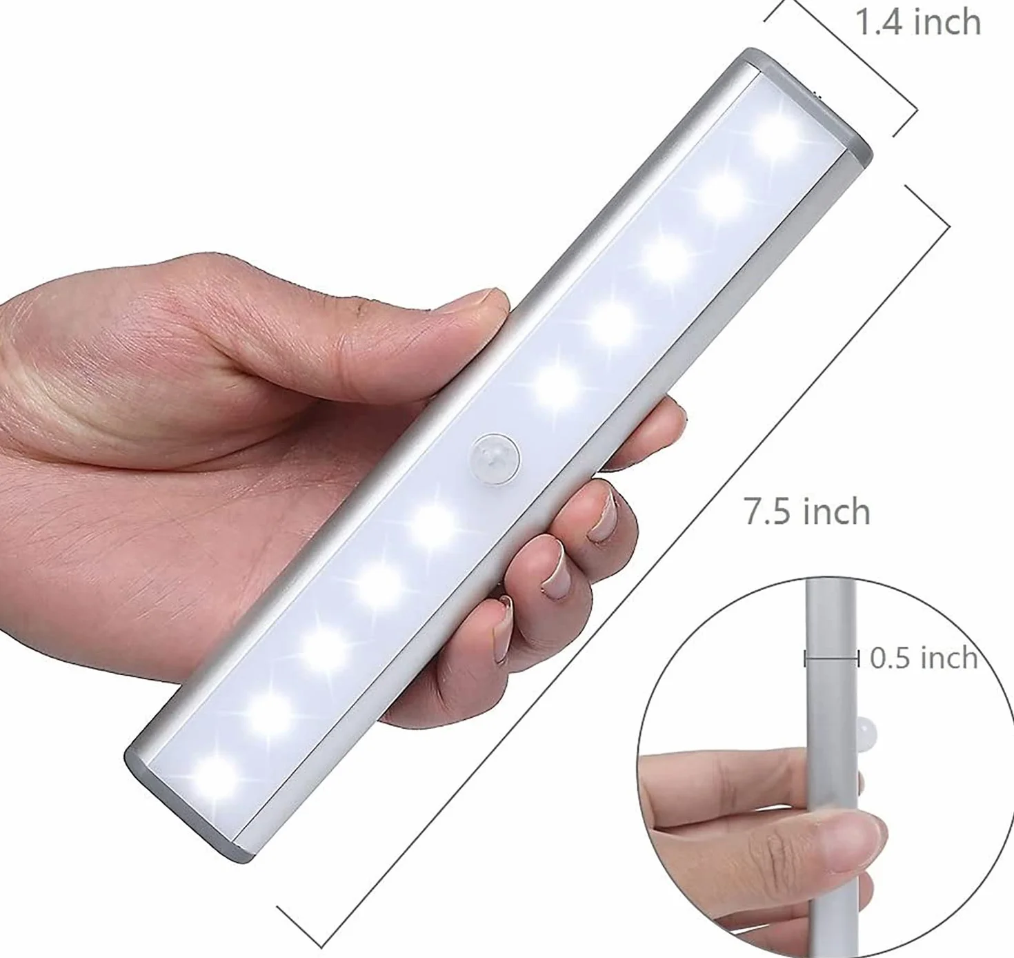 Moston Lot de 2 Lampes 10 LED Sans Fil Rechargeable USB Aimanté Détecteur de Mouvement 2 Modes Éclairage Portable