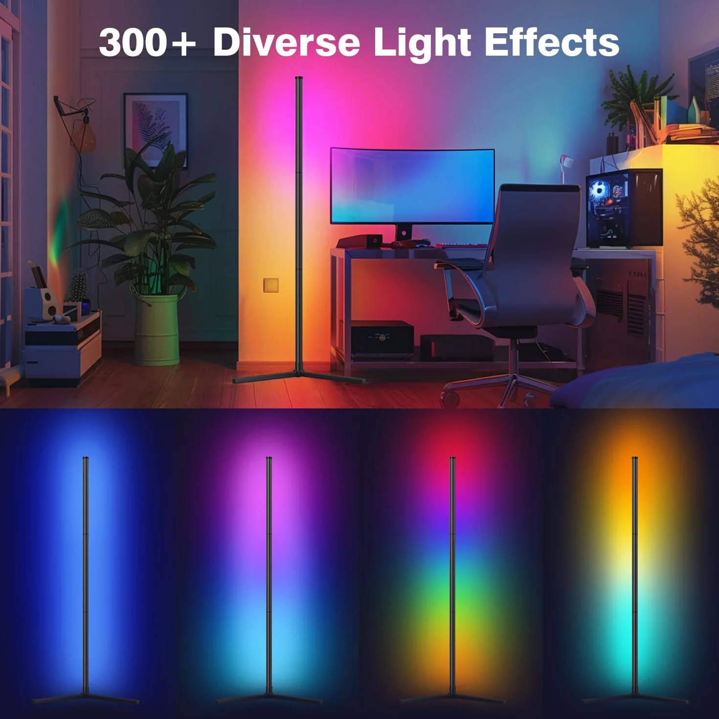 Lampadaire LED sur Pied avec APP et Télécommande 16 Millions de Couleurs Synchronisation Musicale