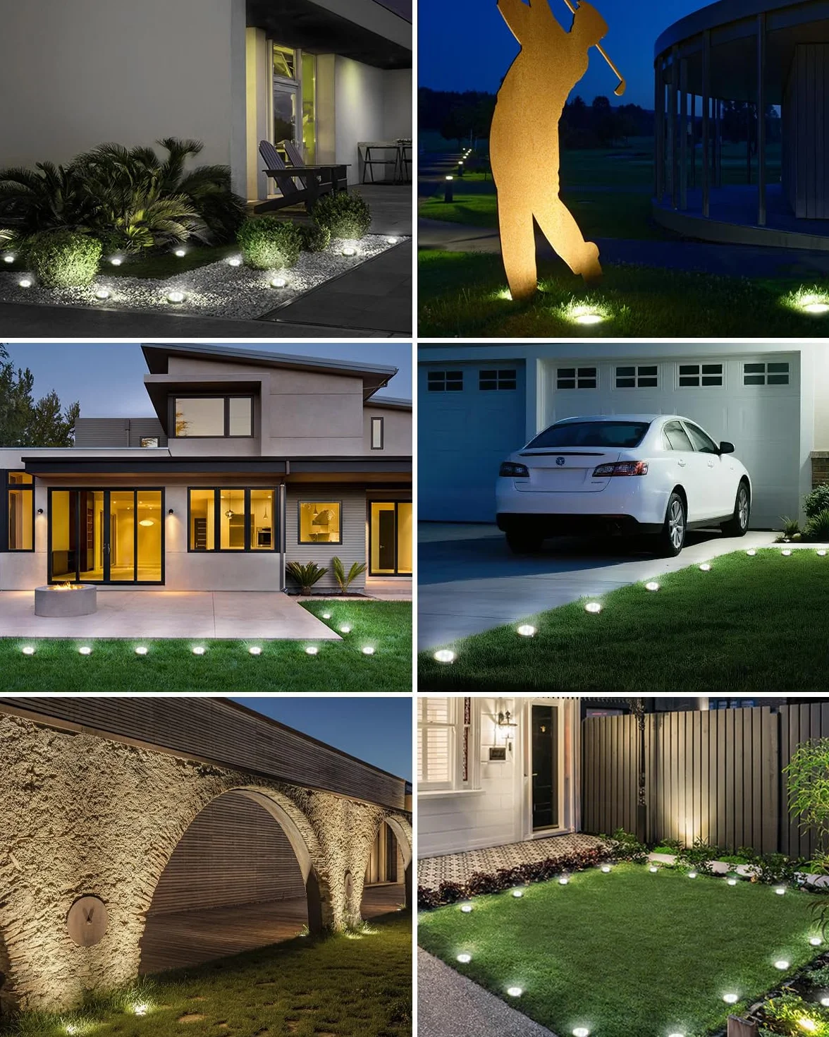 Lot de 8 Lampe Solaire Au Sol, 8 LED Jardin Exterieur Solaire Etanche, Spot Solaire Extérieur pour Chemins Pelouse Terrasse, Blanc Froid