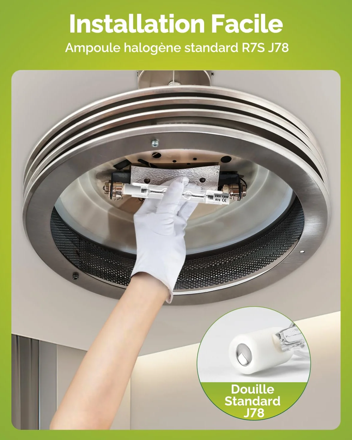 Lot 6 Ampoules R7s 78mm 120W Halogène 2000LM 2800K Blanc Chaud Dimmable J78