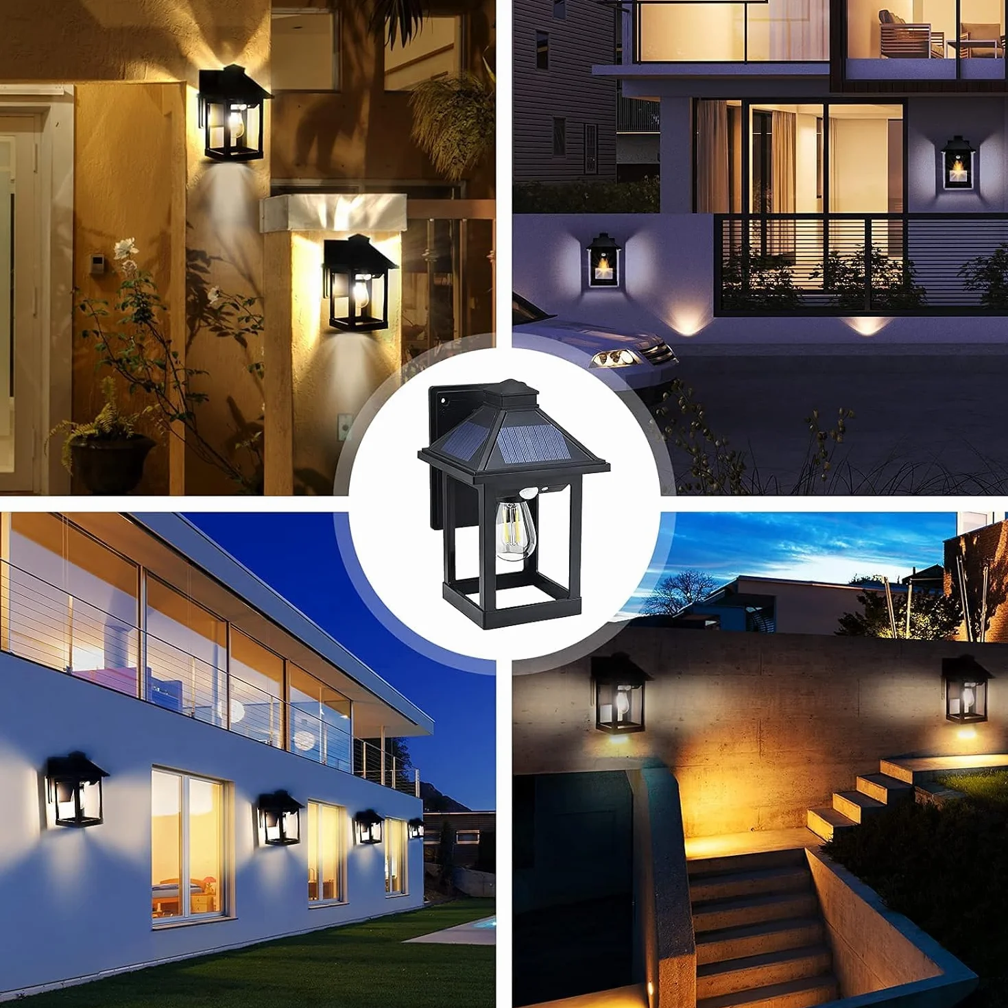 Projecteur Exterieur Solaire Moman Lot de 2 Applique Murale Vintage Détecteur de Mouvement 3 Modes Étanche IP65