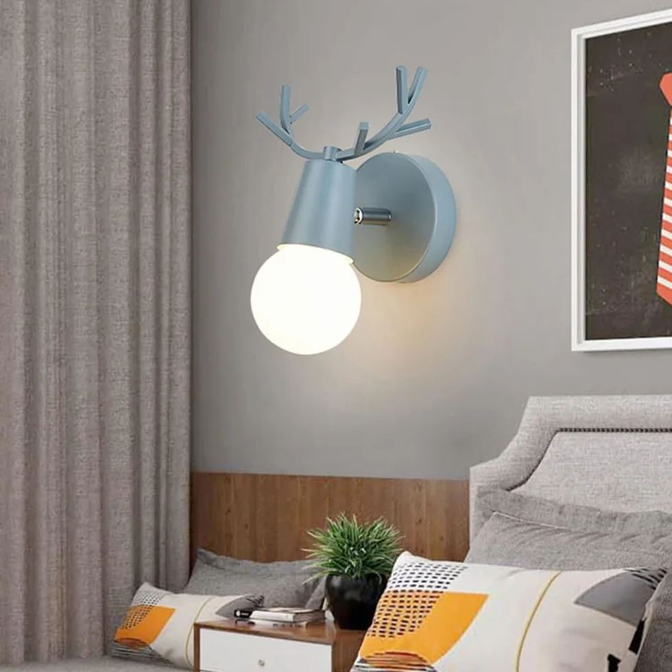 Luminaires Applique Murale LED Vintage en Bois de Cerf pour Chambre