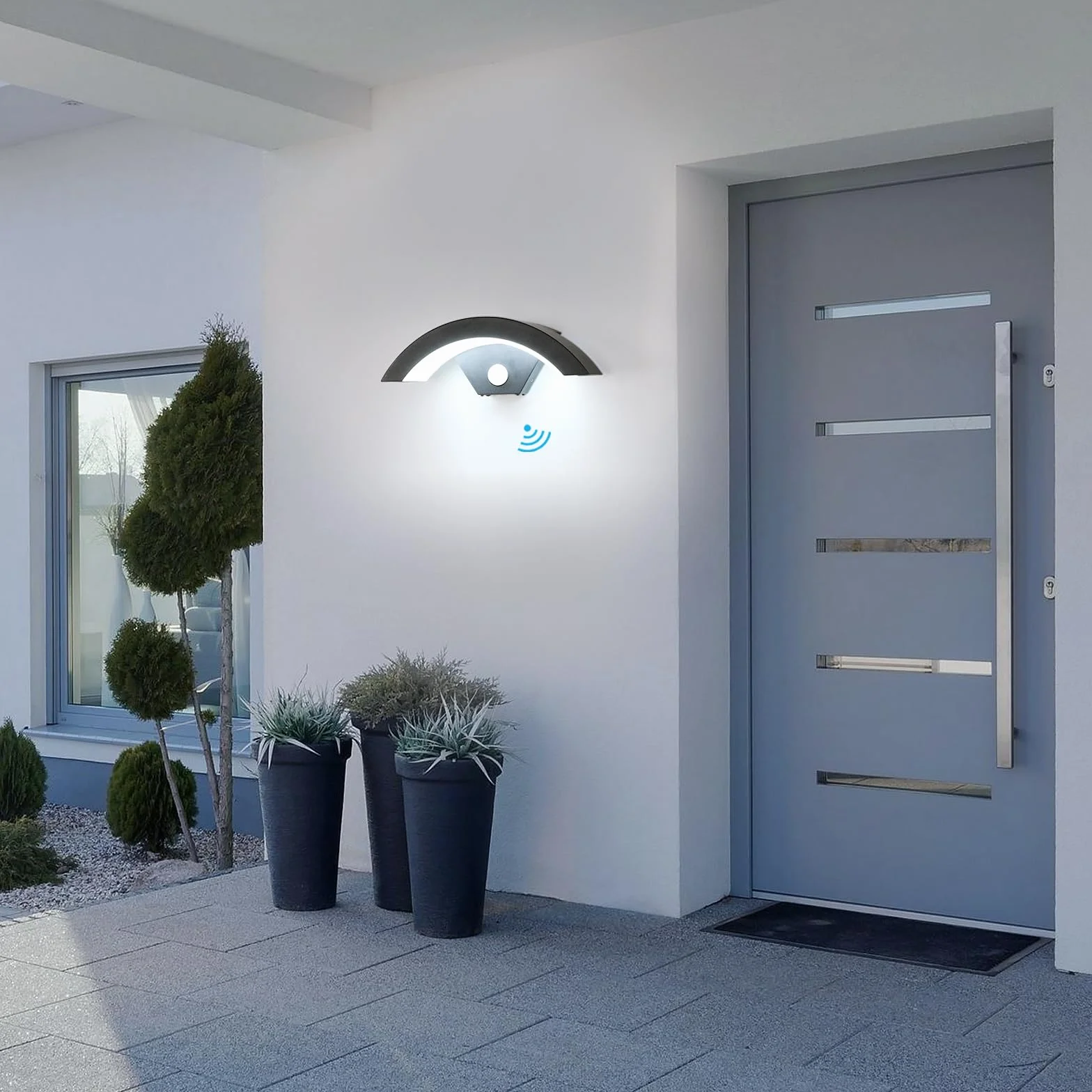 Applique Murale LED Extérieure 24W 2700LM Détecteur de Mouvement IP65 Imperméable Noir
