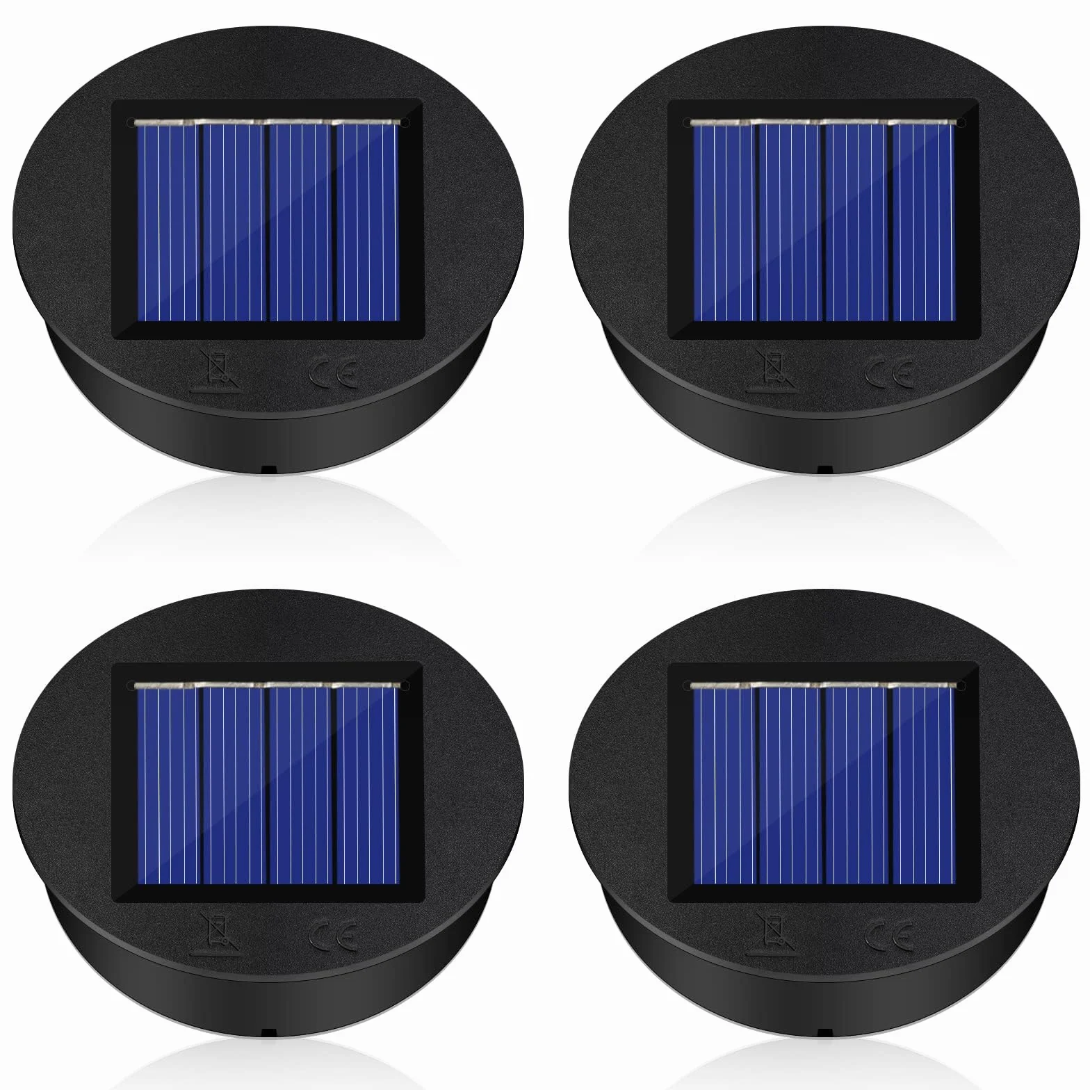 Lampes Solaires de Rechange 4 Pièces, Panneau Solaire Lanterne Couvercle, Remplacement Lumières Solaires Top 8cm