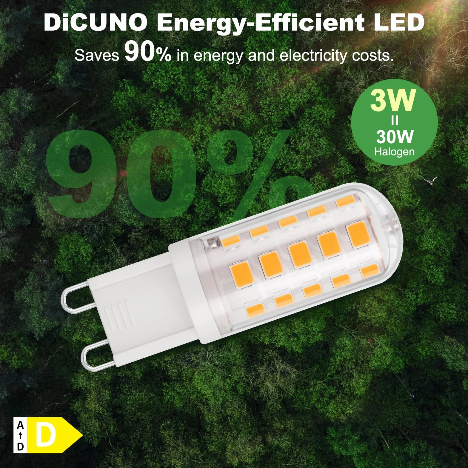 DiCUNO Ampoule LED G9 3W 2700K Blanc Chaud 410lm CRI 85 230V Non-Dimmable 6 Pièces