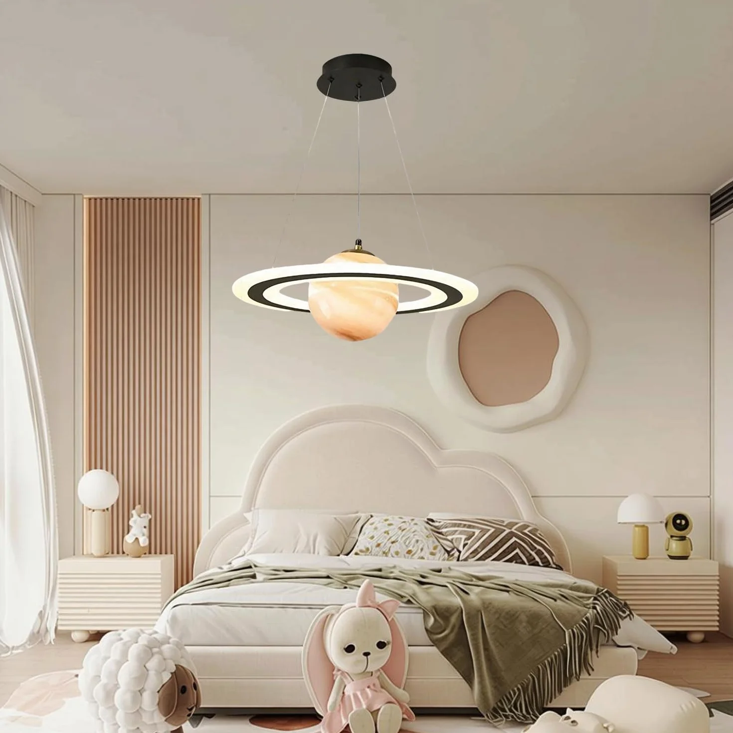 Acrylique Pendentif Astronaute Lampe Suspendue Led Lustre Chambre Enfants Espace Étoile Plafond Intérieur