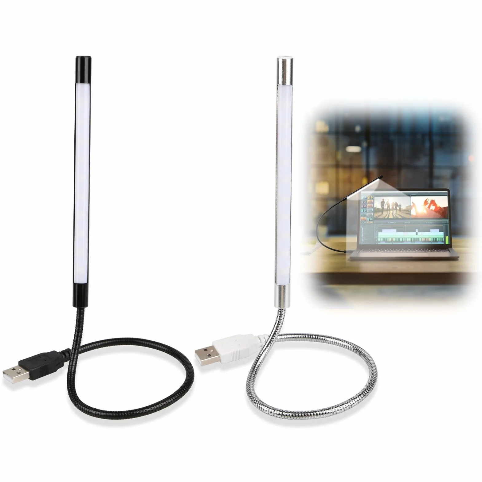 Lampe LED USB Dimmable Flexible avec Col de Cygne 360° Orientable pour Ordinateur PC Portable Bureau Lecture