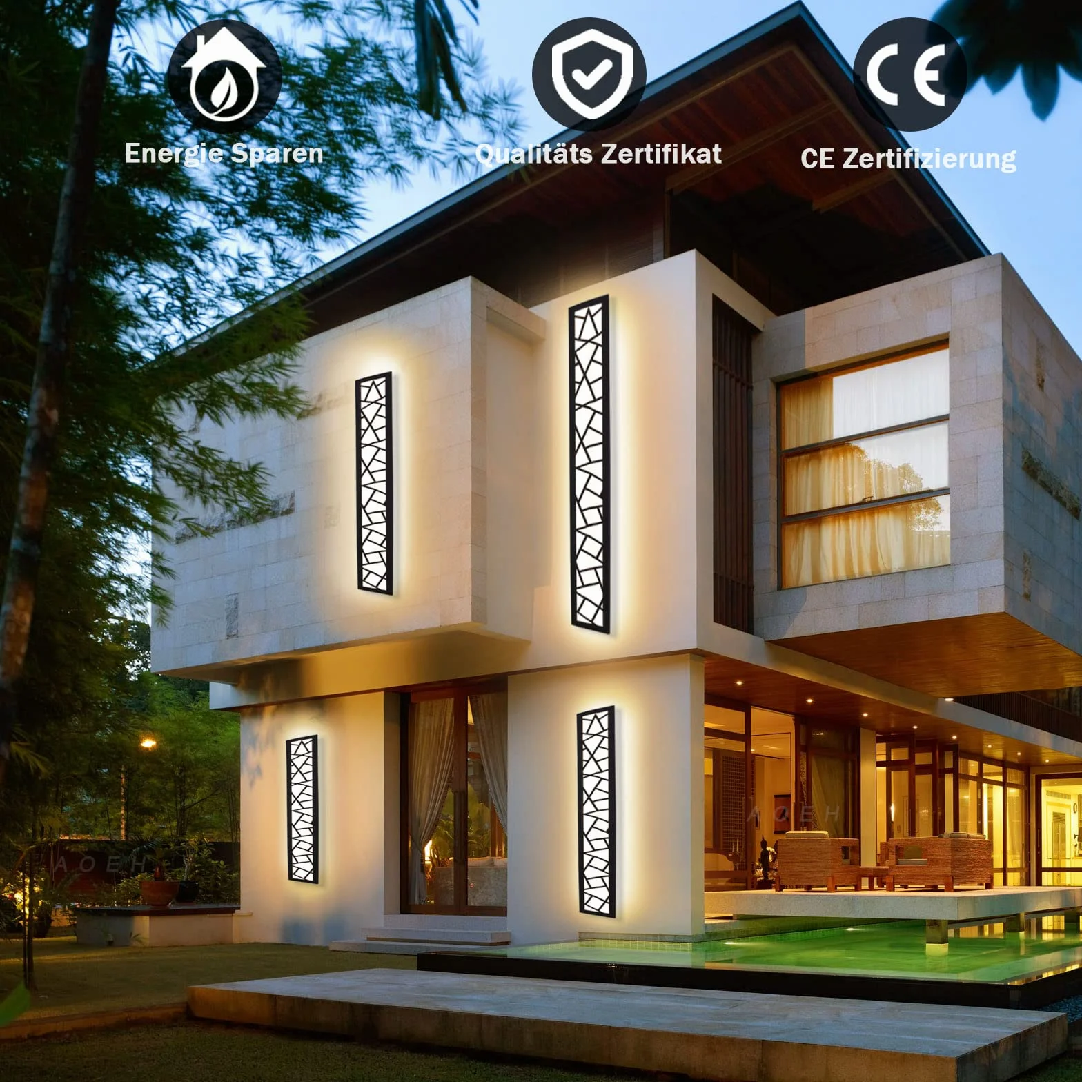 Applique Murale LED étanche IP65 Aluminium Nid d'Oiseau L60cm Blanc Chaud