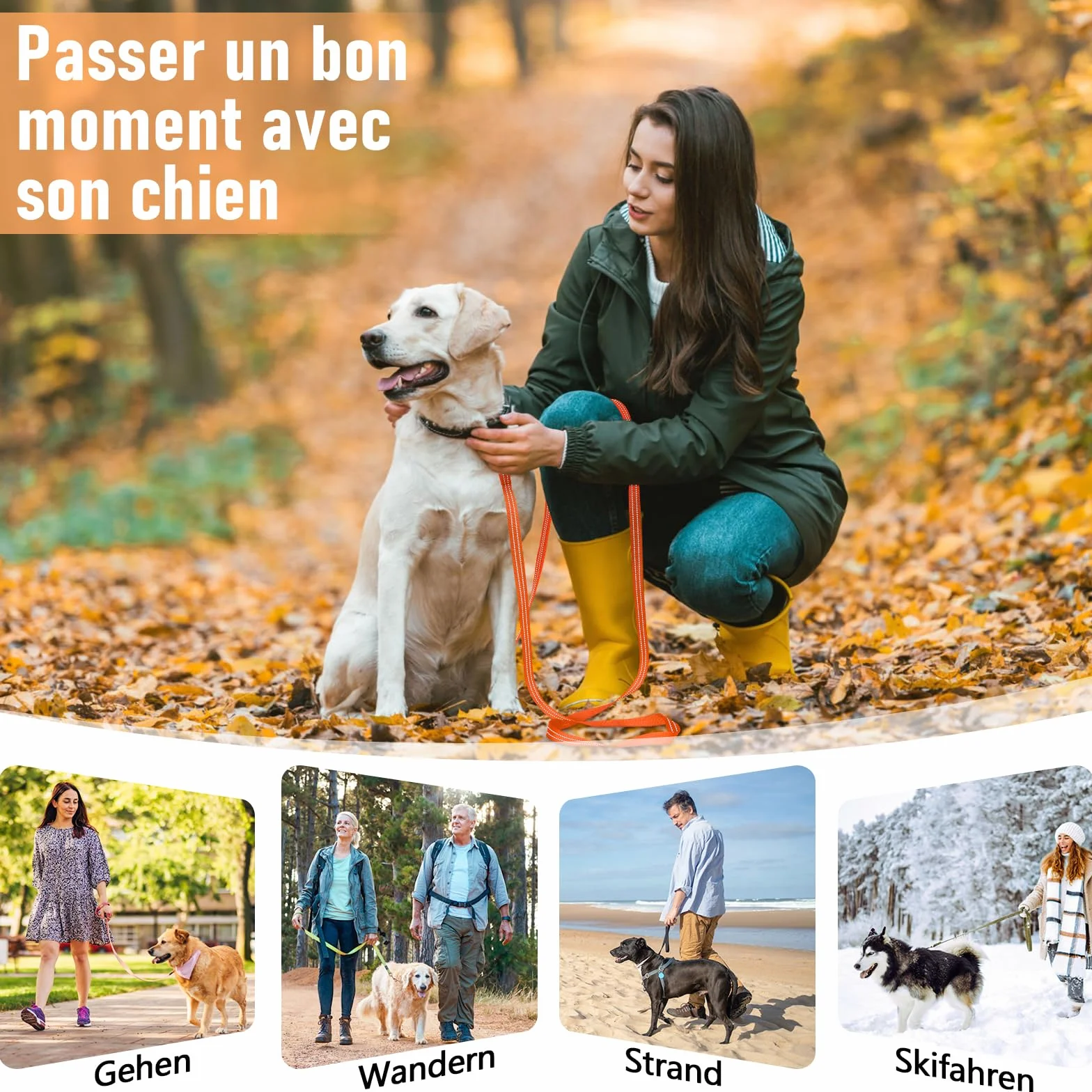XBEN Longe pour Chien 15M Laisse de Dressage Rembourrée Durable Léger avec Boucle