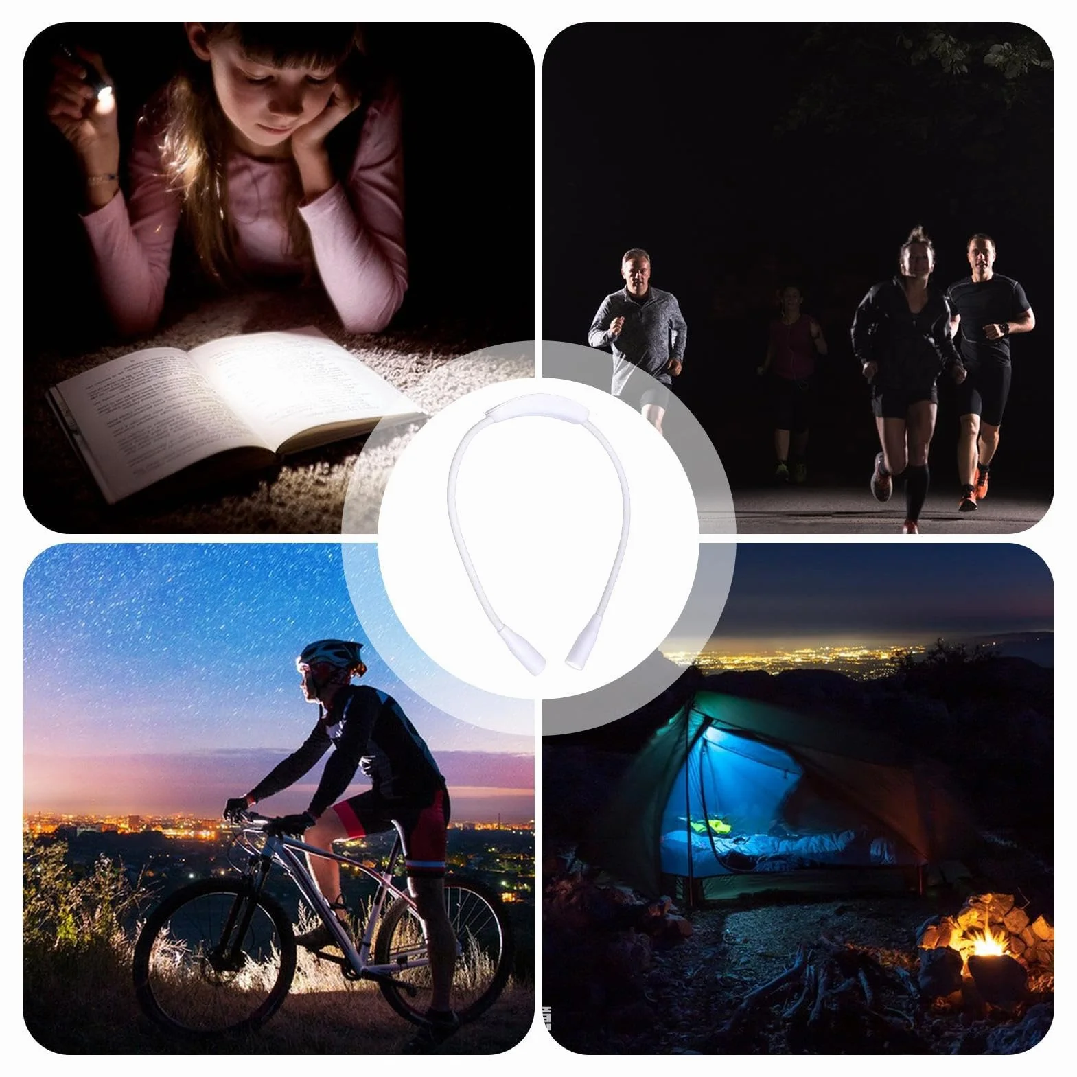 Lampes de lecture pour le cou LED rechargeable USB protection des yeux bras pliables