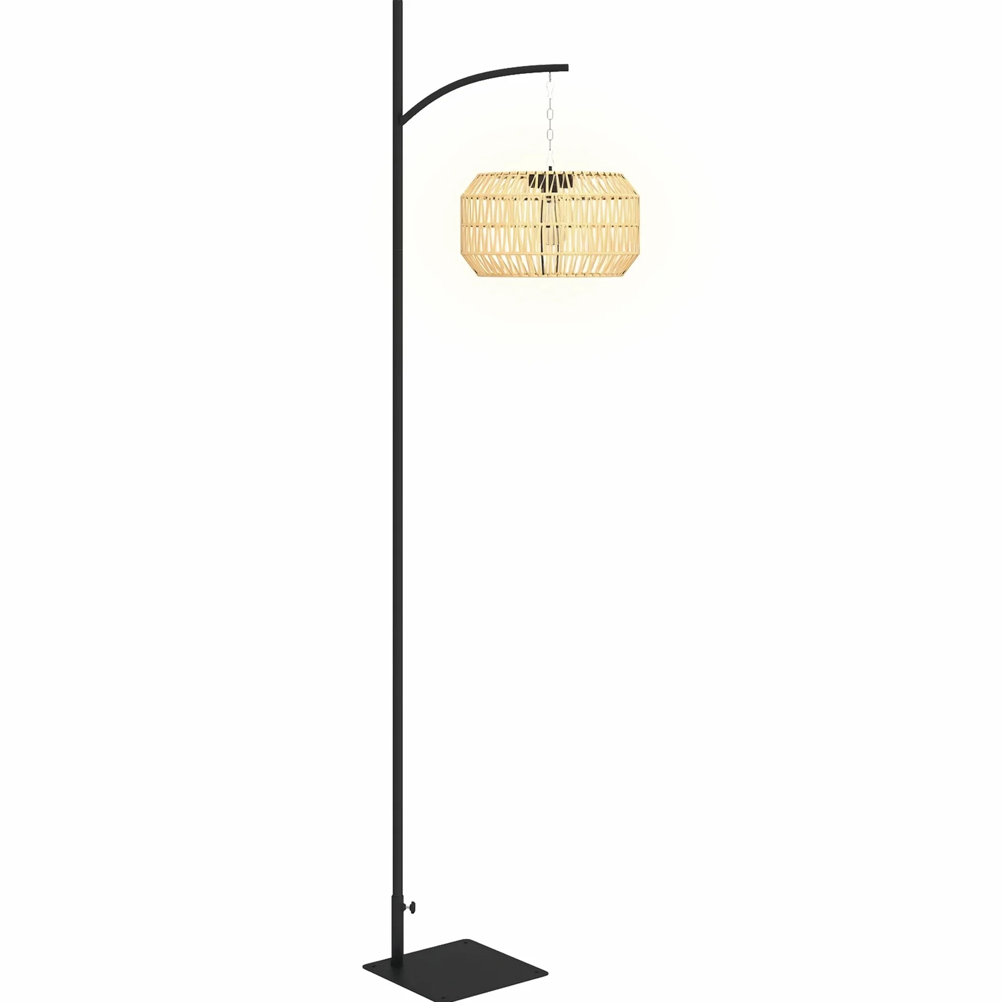 Lampadaire solaire extérieur Outsunny 178 cm résine tressée IP44 jaune