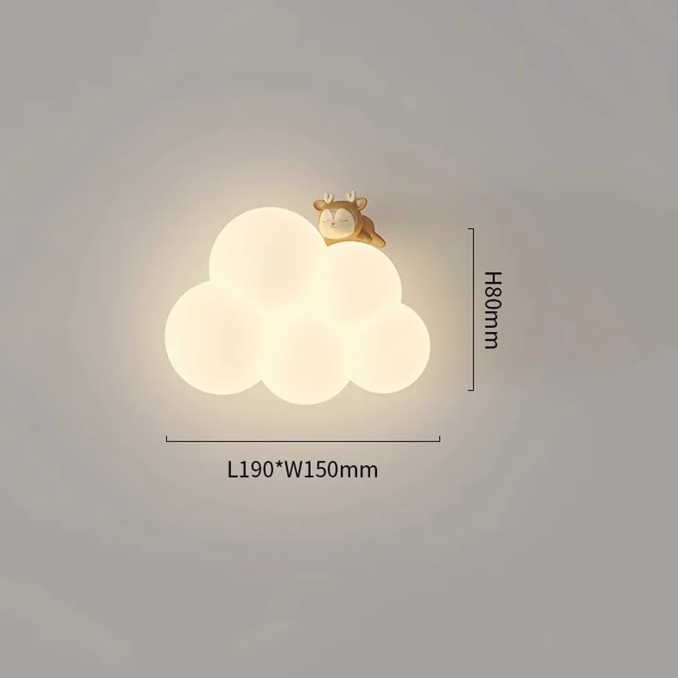Appliques murales LED nuage enfant chambre fille dessin animé animal mignon abat-jour lait blanc intensité variable