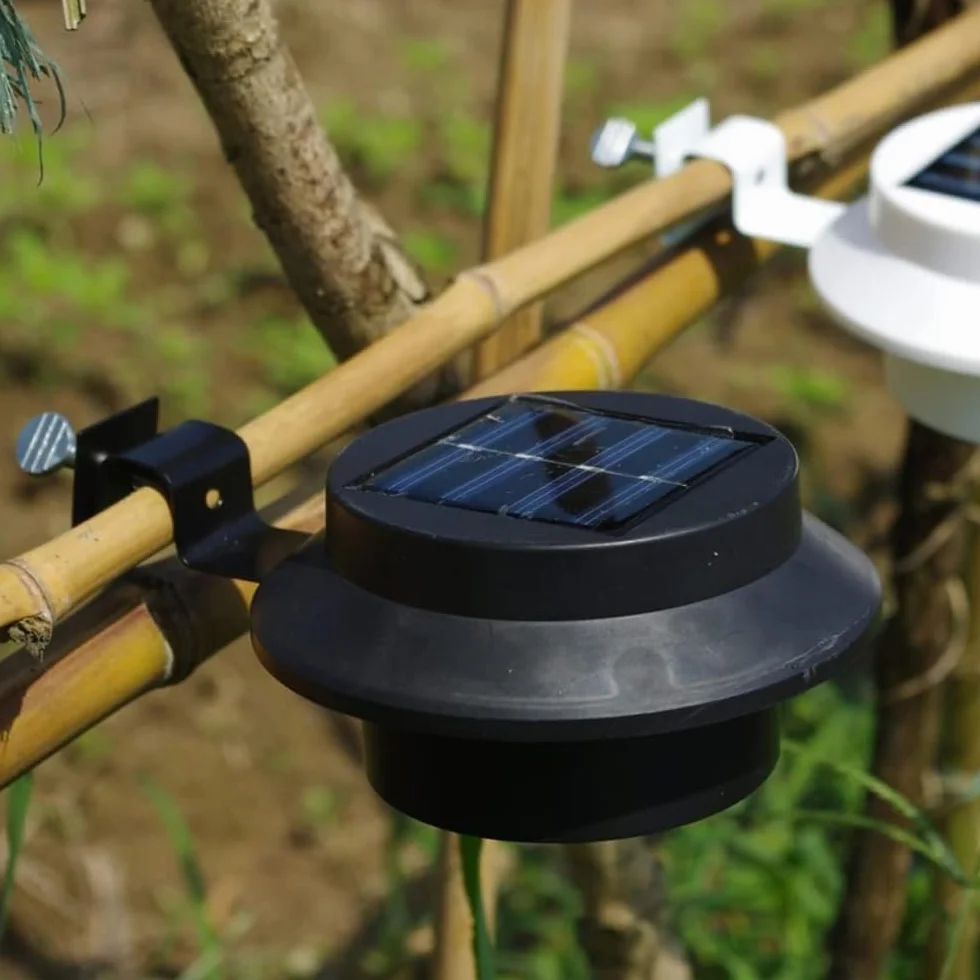 Pack de 3 Lampes Solaires LED pour Gouttière en PP, Éclairage Extérieur avec Détecteur Crépusculaire