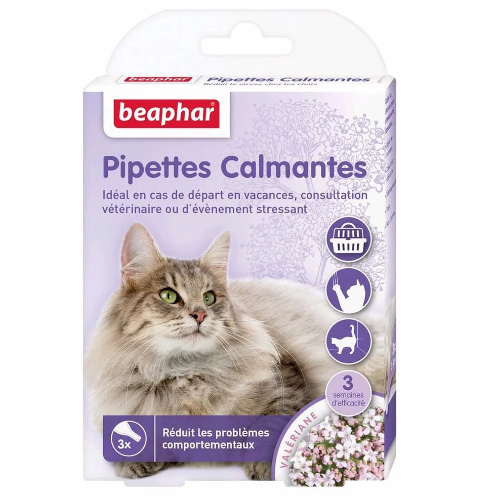 BEAPHAR No Stress Pipettes calmantes à la Valériane pour chat 3 pipettes