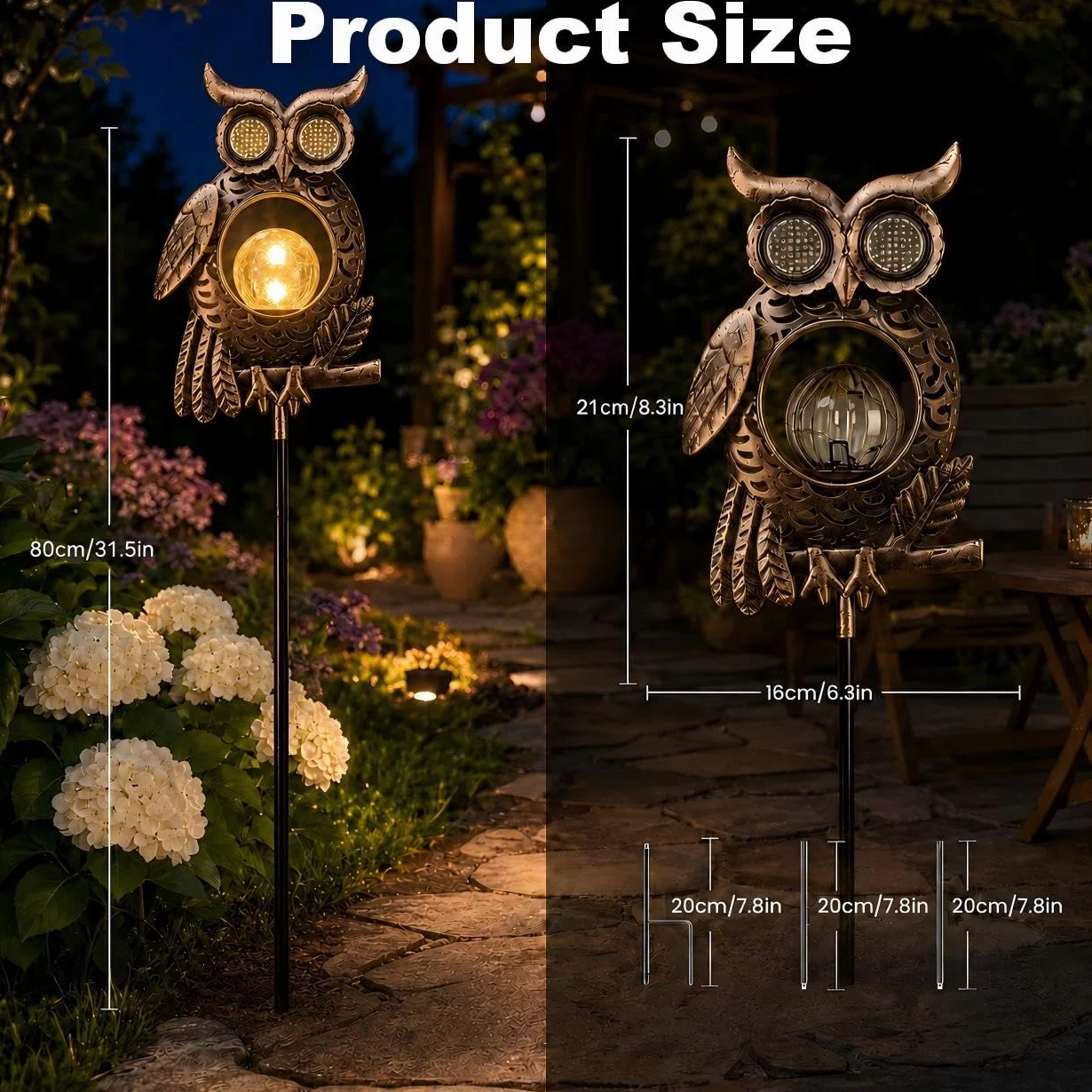Lampes solaires extérieur hibou IP65 décoration jardin étanchéité