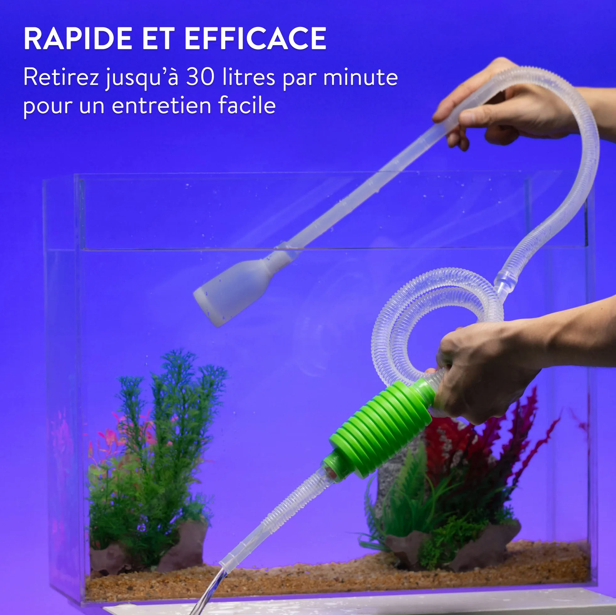 Luigi's Aspirateur Aquarium Kit Pompe Nettoyage Siphon Puissant Vidange Complète Filtre Gravier