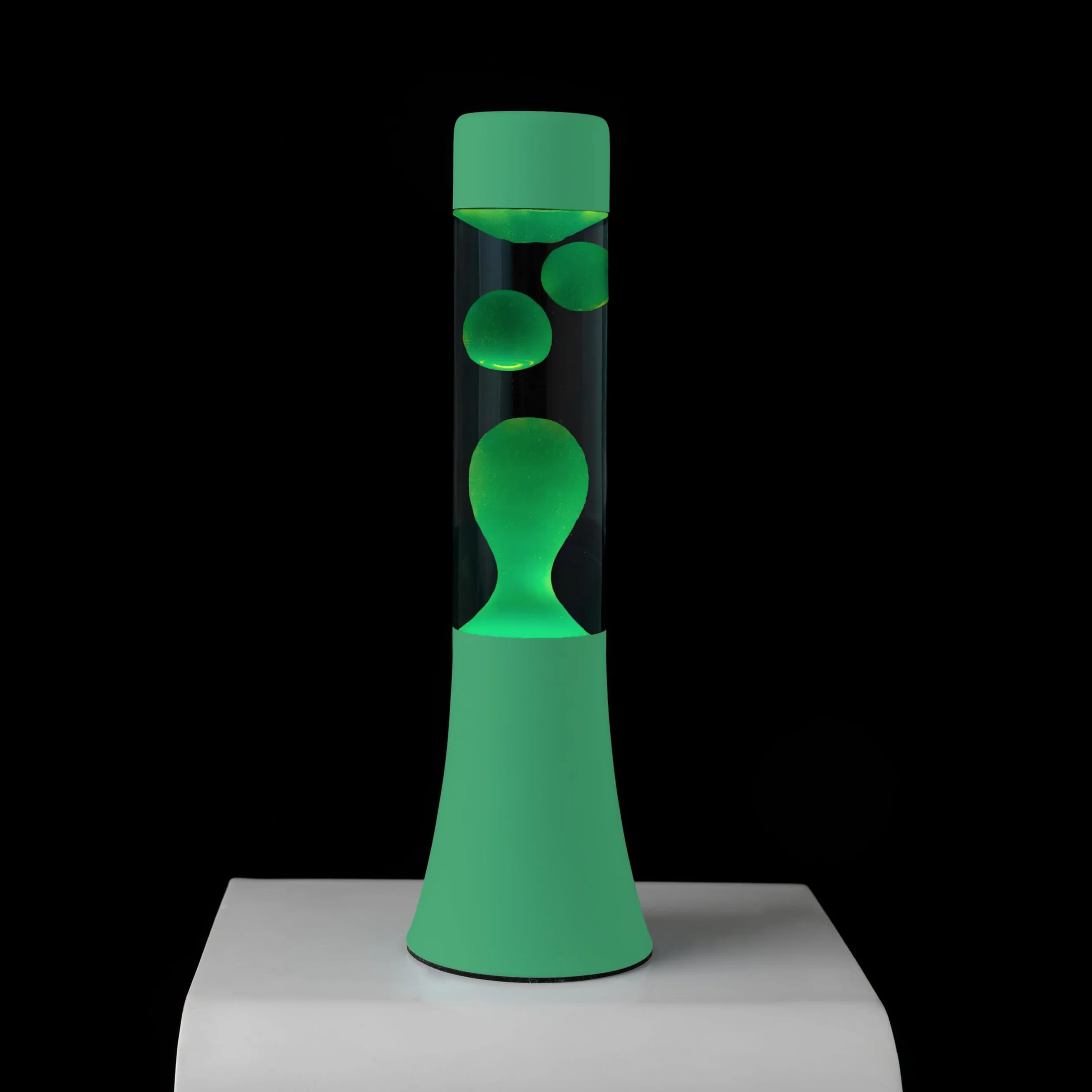 Lampe à lave verte 30 cm avec base et liquide transparent - Cadeau original rétro