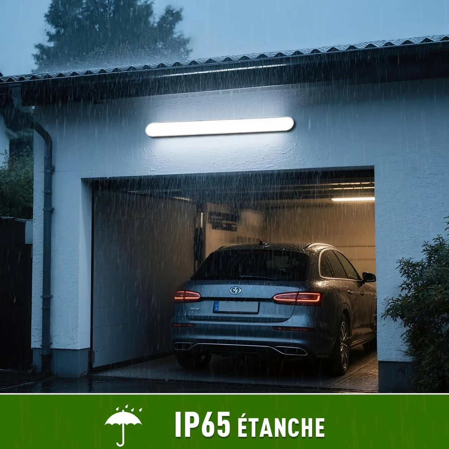 Réglette LED IP65 Connectable 60W 7500LM 6000K Blanc Froid 150cm Tonffi Luminaire Étanche pour Garage