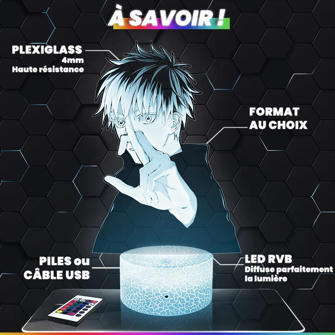 Lampe de chevet LED Satoru Gojo, décoration chambre ado garçon, idée cadeau manga