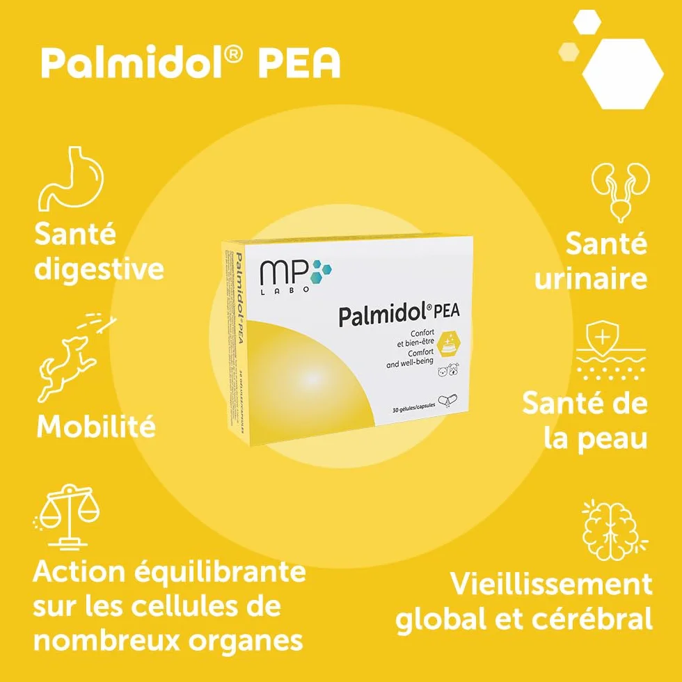 MP Labo Palmidol® PEA 30 Gélules - Complément pour Chien et Chat - Palmitoyléthanolamide et Astaxanthine