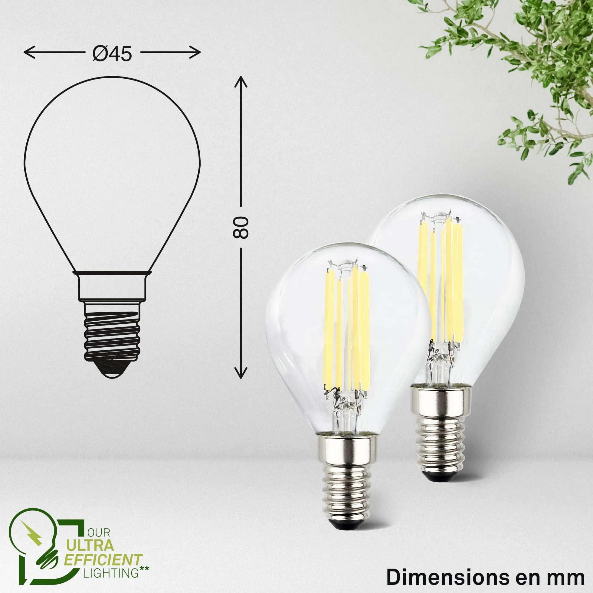 BRILONER Lot de 2 lampes à LED E14 4W 840 lm blanc chaud éclairage intérieur