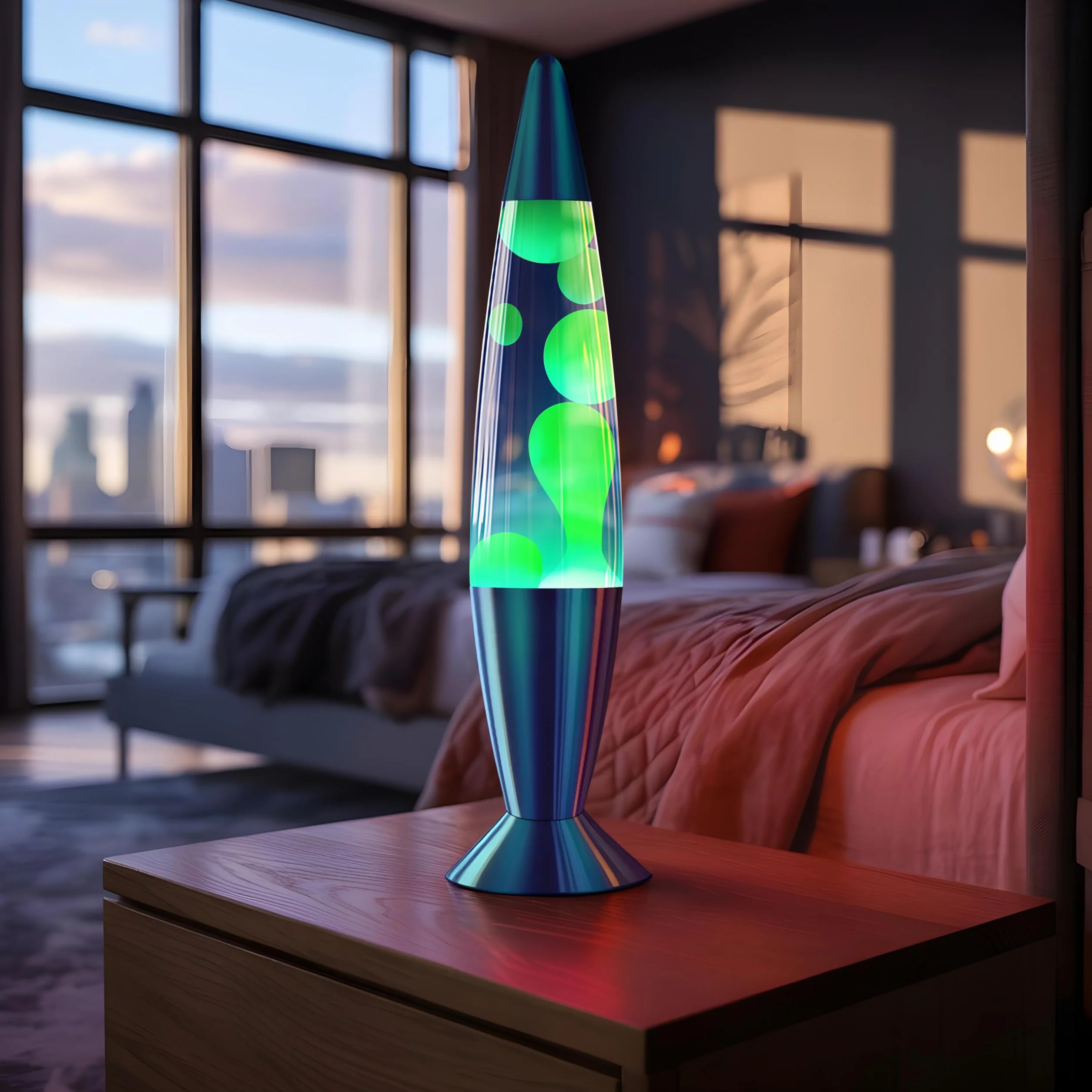 Jambo Lampe 16'' Bleu Jaune Verte Lumière Liquide Relaxante Veilleuse Décoration Salon Bureau Chambre