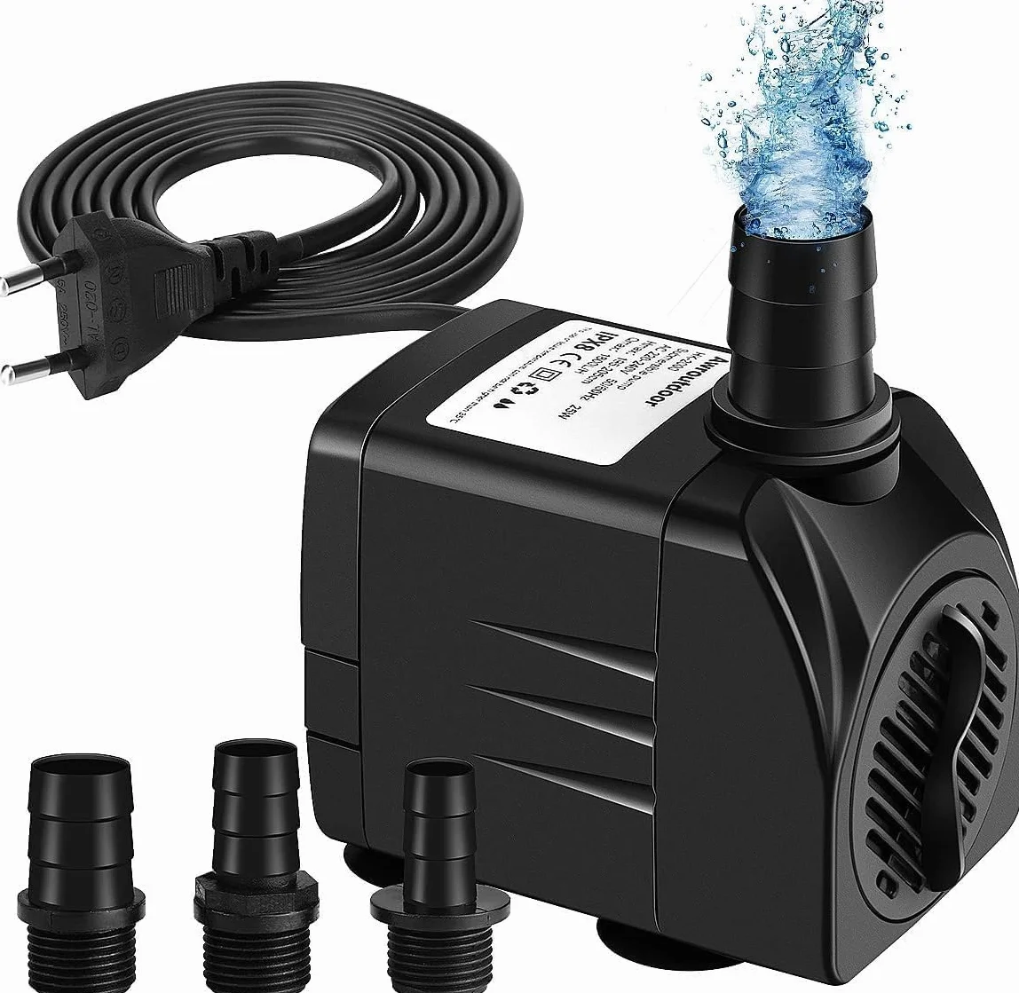 Pompe À Eau Submersible 25W 1800L/H 3 Gicleurs 13mm-16mm-19mm