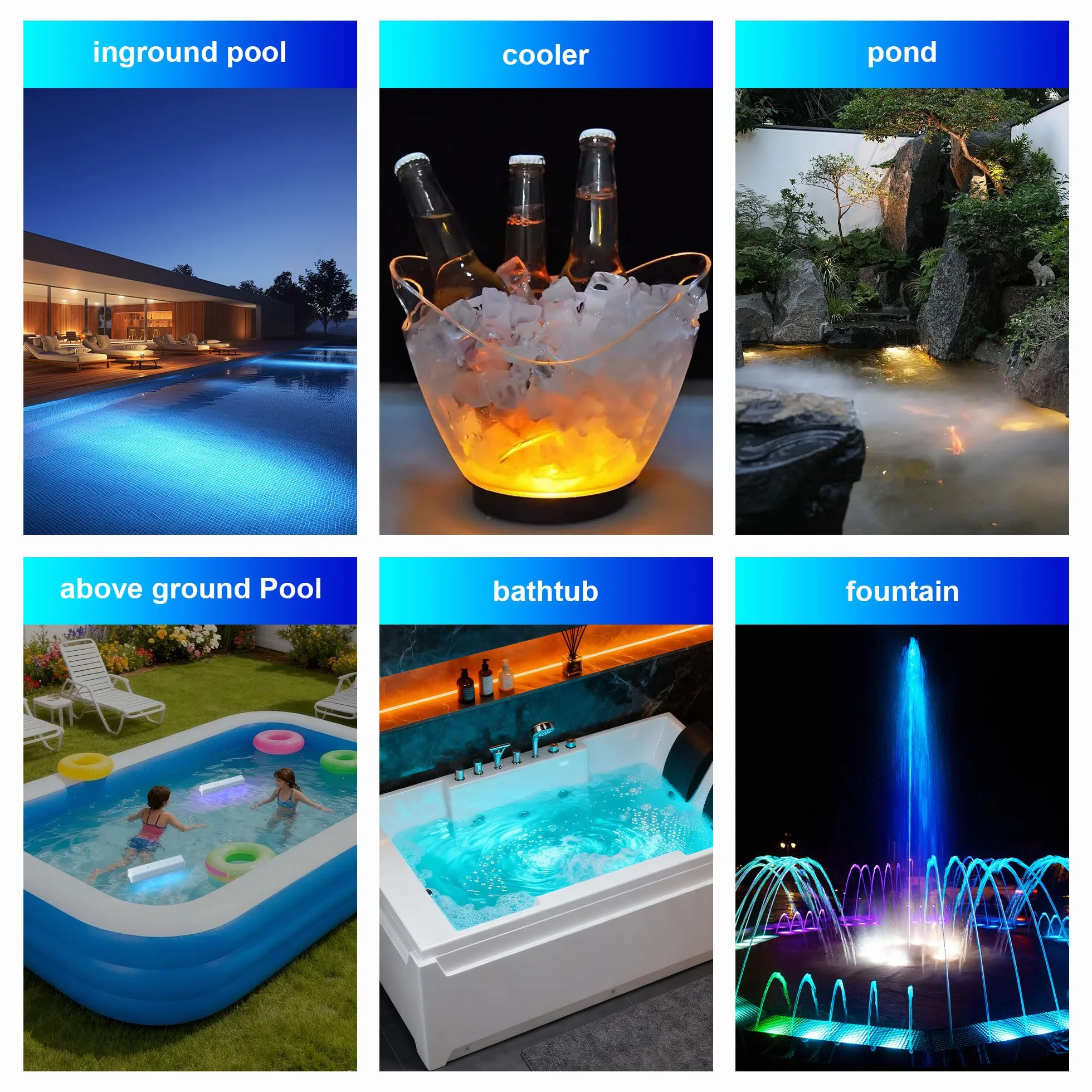 Lumière LED Sous l'Eau pour Piscine Sans Fil Rechargeable, Lampe Submersible avec Télécommande, 8 Modes, IP68 Étanche, Lot de 2