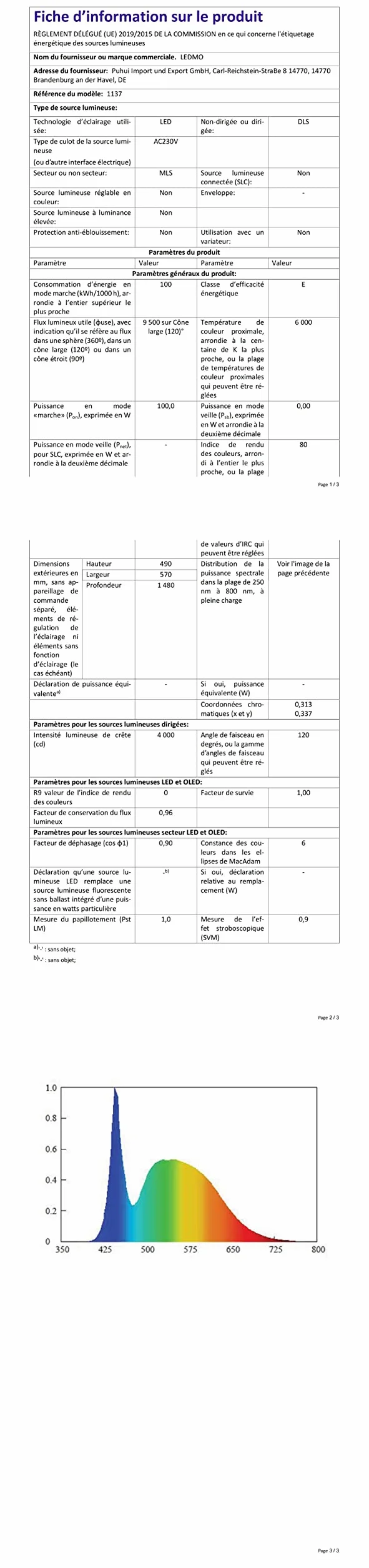 Lampe Piscine LED PAR56 38W IP68 RGB Submersible 12V DC/AC avec Télécommande