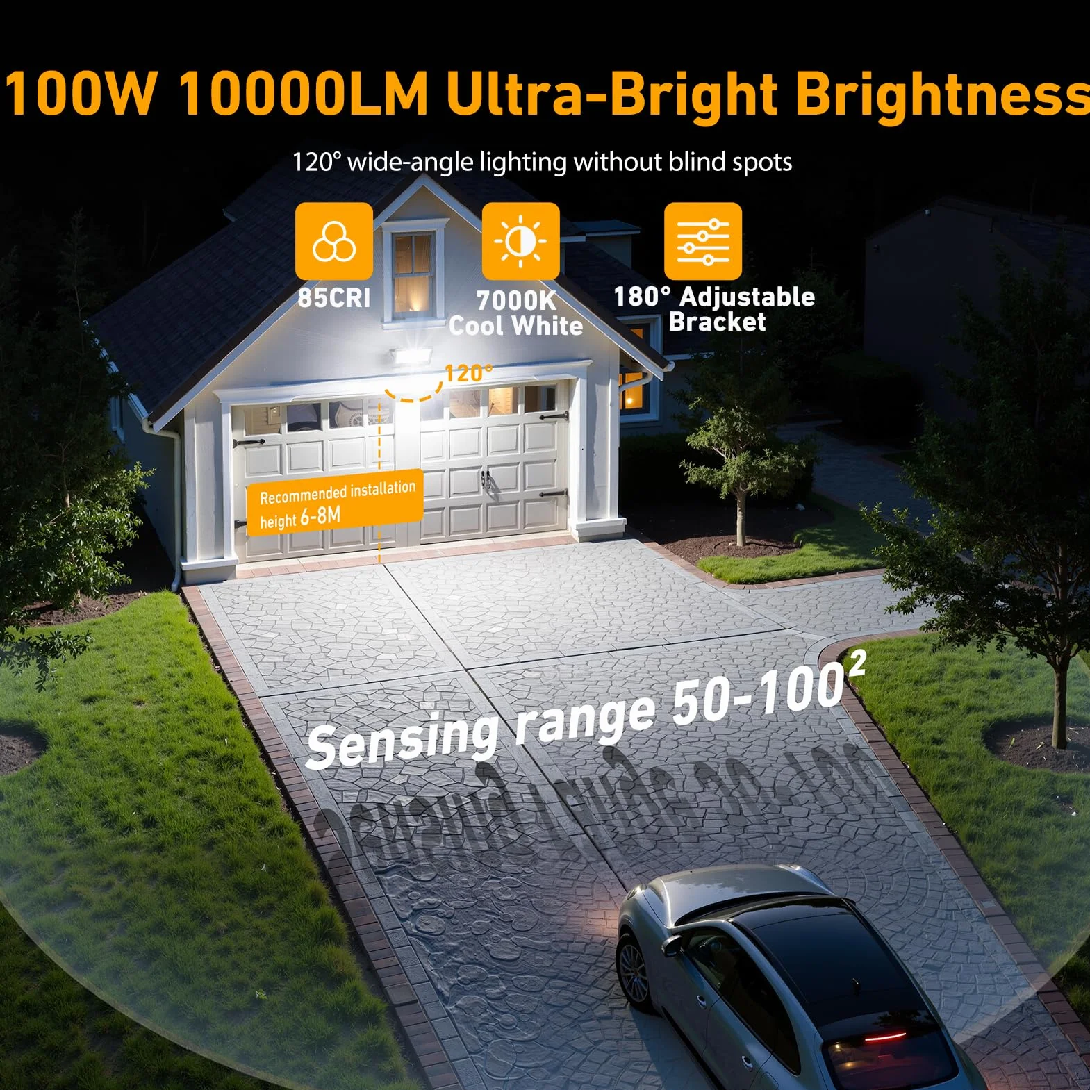 Projecteur LED Extérieur 100W 10000LM IP67 7000K Blanc Froid Spot LED Etanche