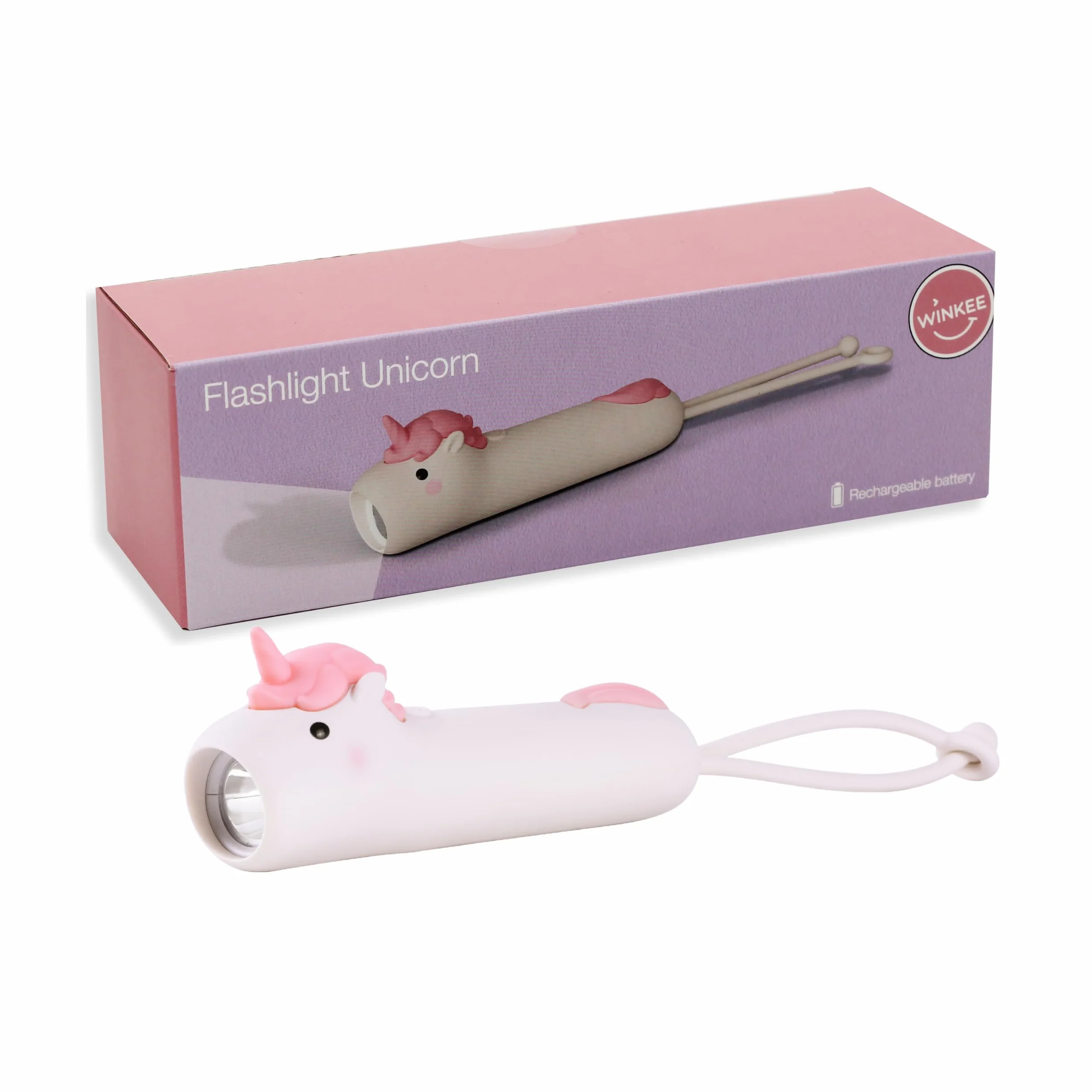 Winkee Lampe Torche Enfant Rechargeable LED Silicone Licorne Camping Randonnée Voyages Batterie Intégrée 12 h Autonomie