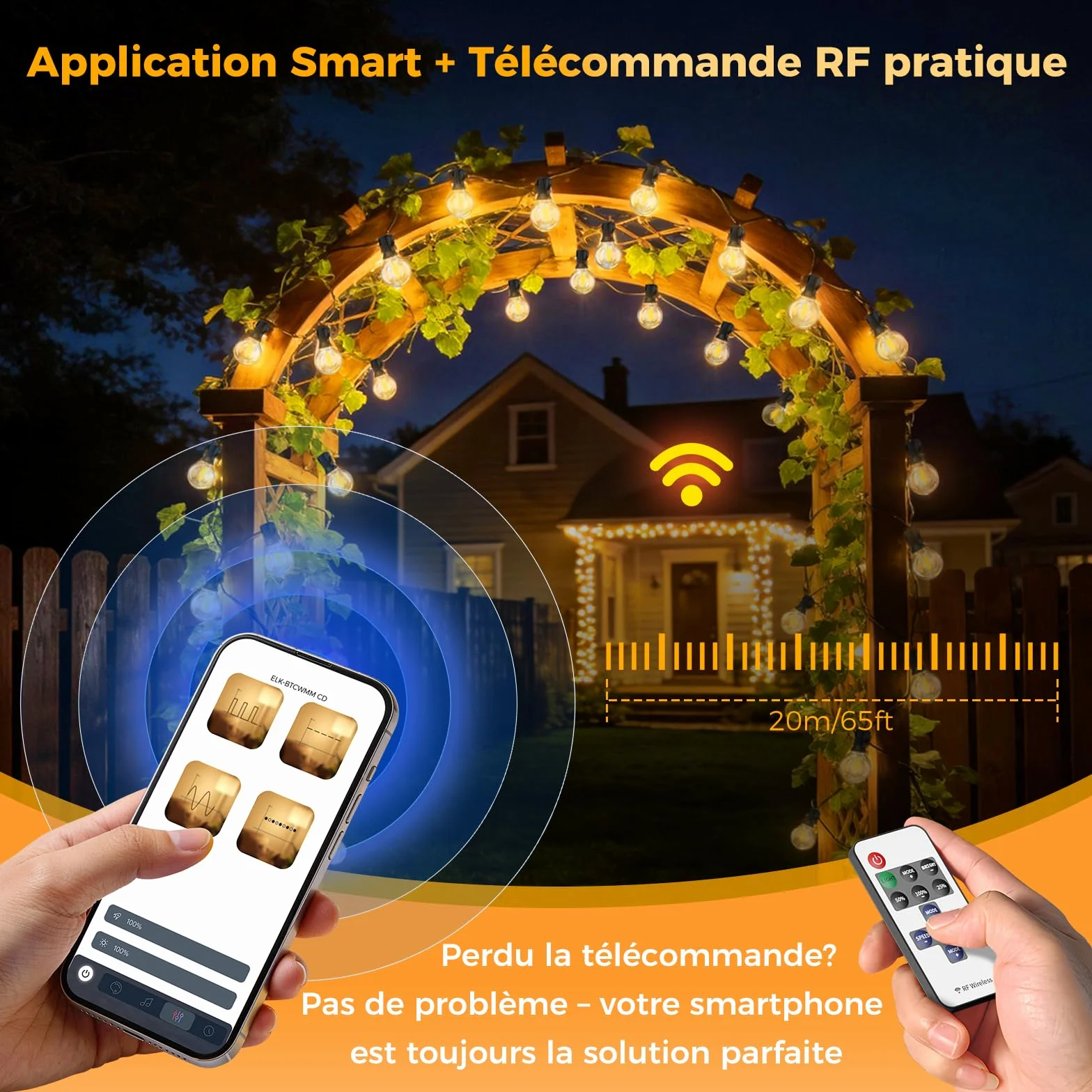 Guirlande Lumineuse Exterieure G40 LED 33,3M avec App & Télécommande Dimmable IP44