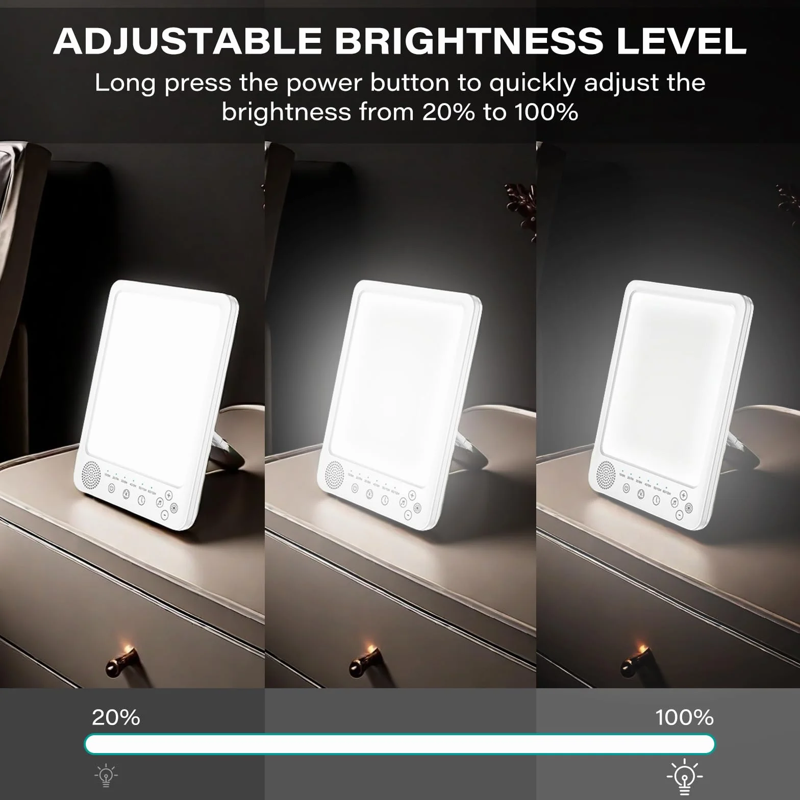 Lampe de Luminothérapie 10000 Lux 3 Températures de Couleur 5 Niveaux de Luminosité Bureau Maison