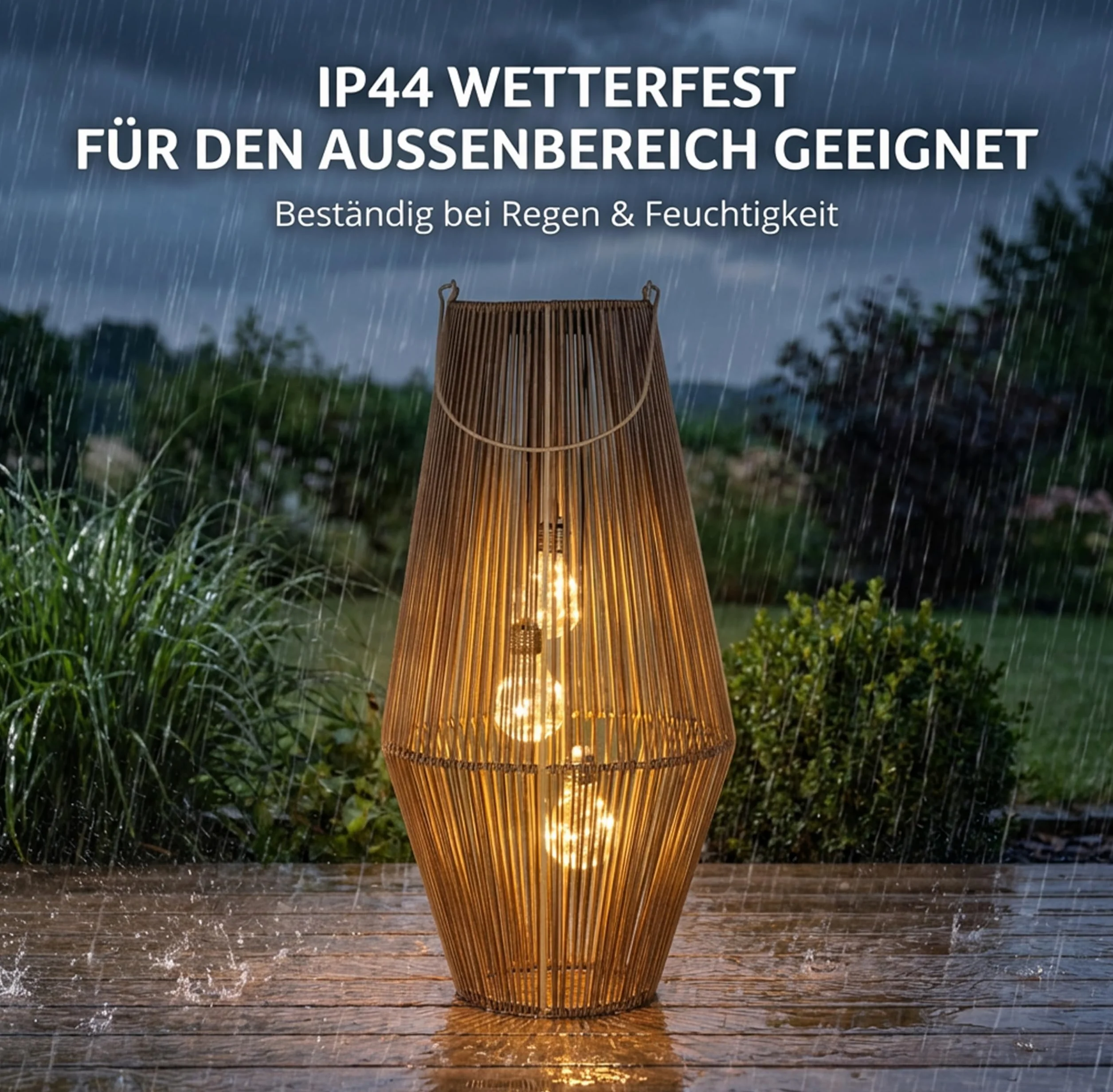 Formano Lanterne solaire d'extérieur 45 cm IP44 avec 3 LED Aspect rotin Capteur crépusculaire