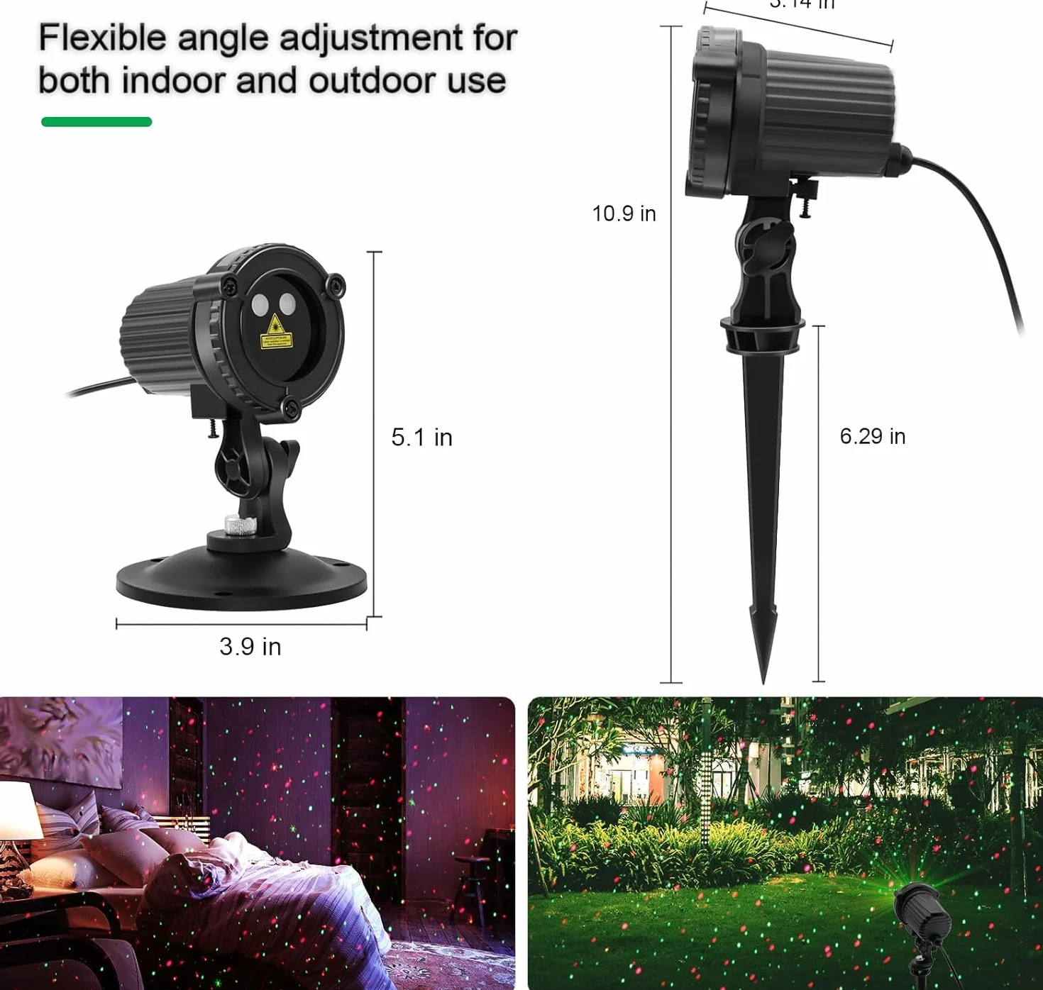 Projecteur Laser de Noël d'Extérieur, Rouge et Vert, IP65 Étanche