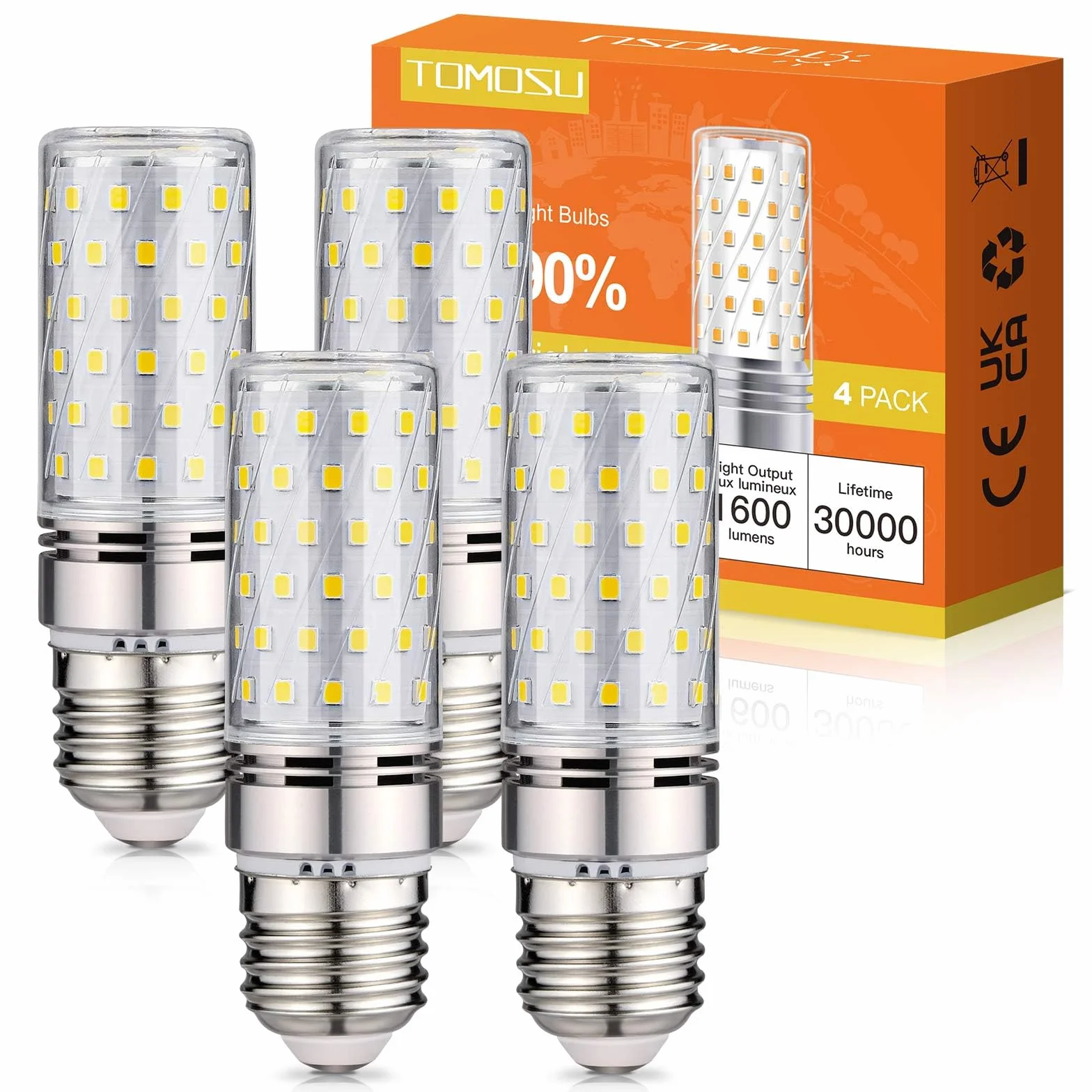 Ampoule LED E27 Blanc Froid 6000K 1600LM 16W Équivalent 150W Lampe Halogène AC 220-240V Non-dimmable Lot de 4