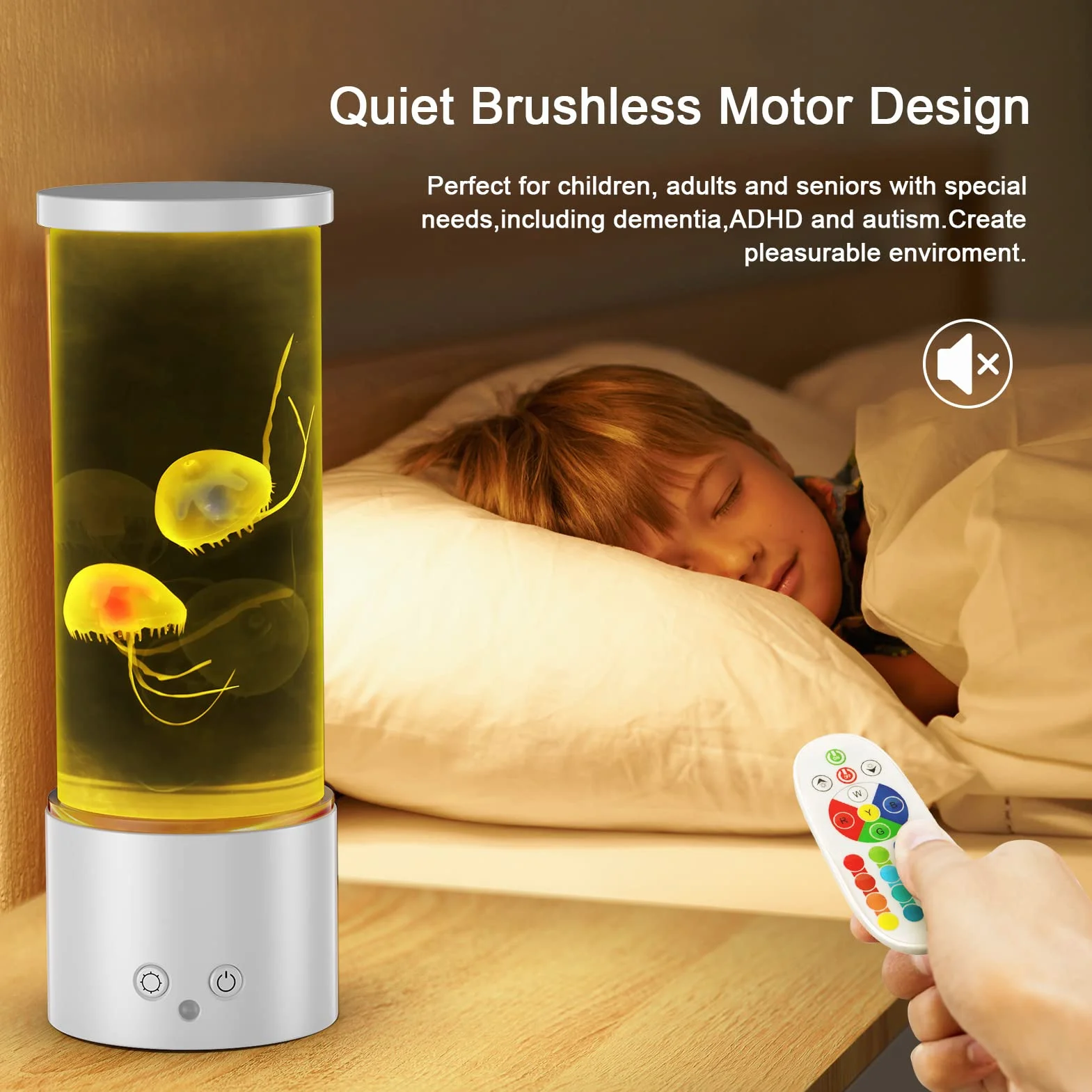 Lampe Méduse RVB 17 Couleurs 4 Modes avec Télécommande pour Aquarium Décoration Salon Bureau