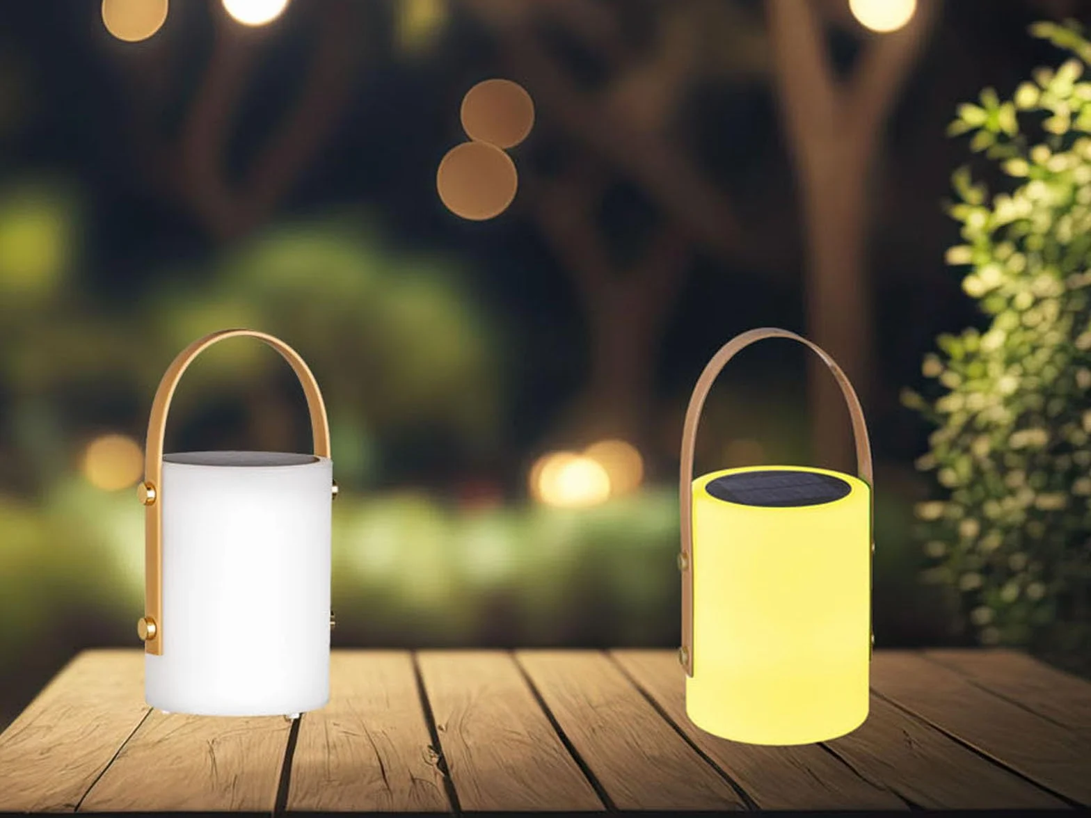 Lampes de table solaires d'extérieur 24 cm RVB avec télécommande Lot de 2