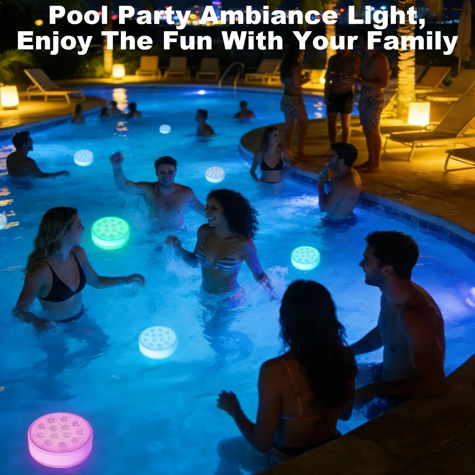 Lumière Submersible LED Rechargeable Piscine 16 Couleurs Aimant IP68 Étanche Télécommande RF