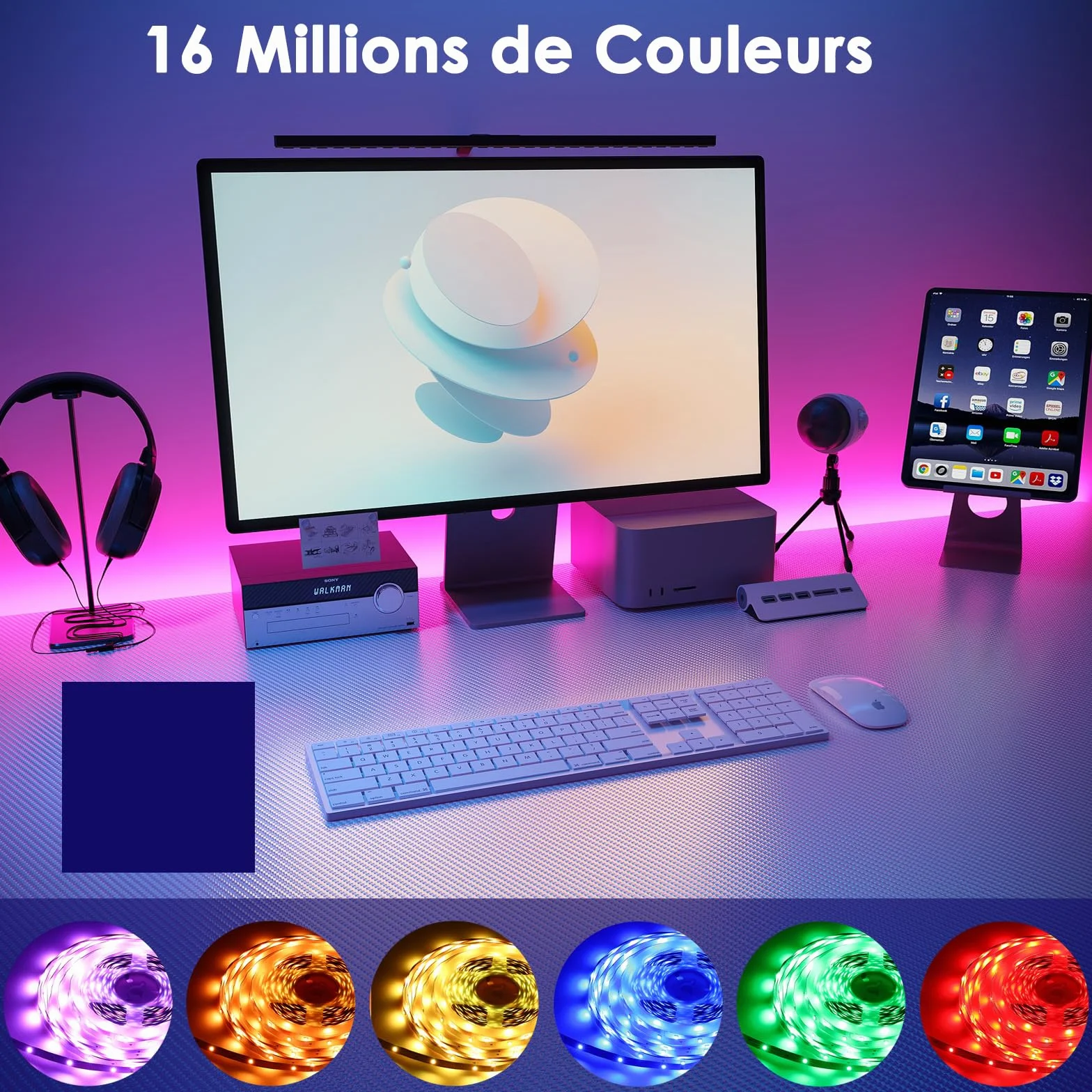 HOVVIDA Ruban LED 5M 30 LED/M 24V RVB Bande LED avec APP et Télécommande