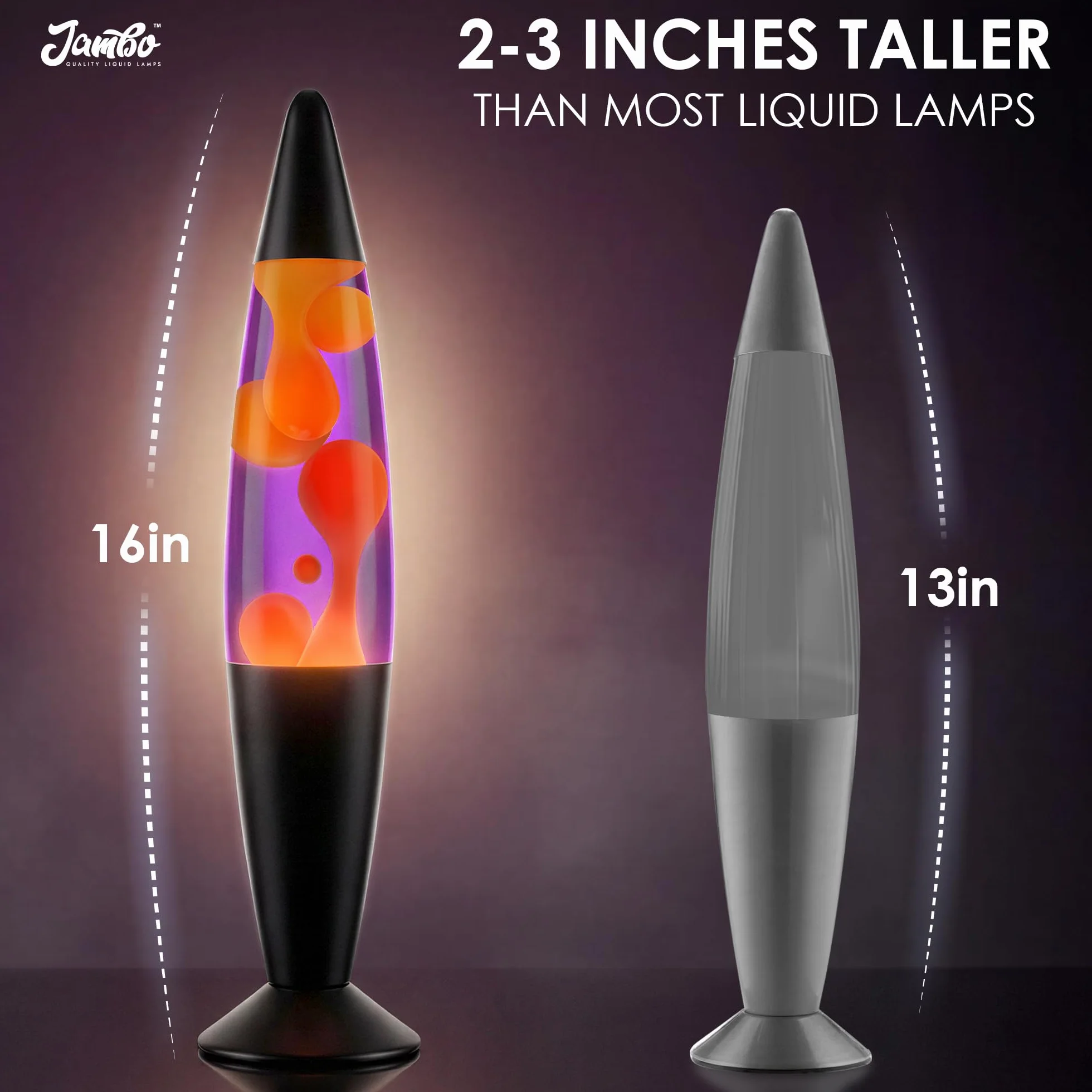 Lampe à Liquide Relaxante 16" Violet/Cire Jaune/Orange pour Salon Bureau Chambre