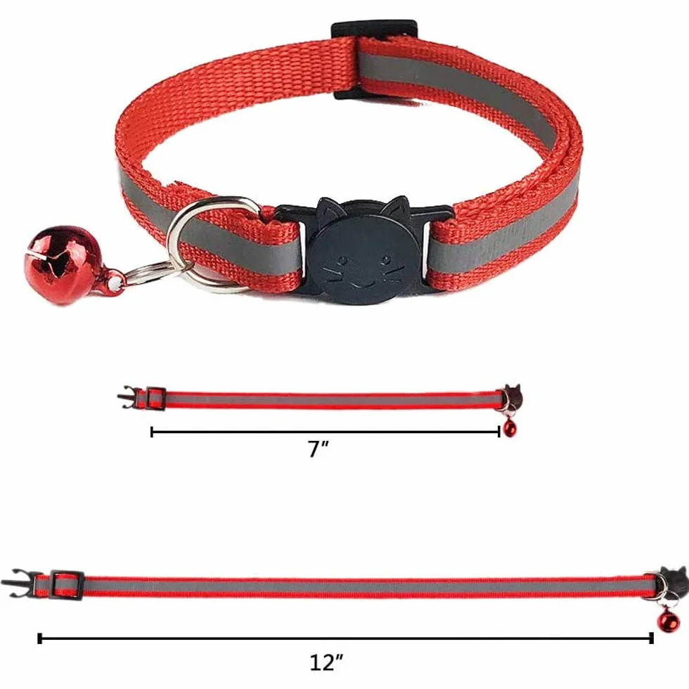 Collier Chats Anti Étranglement Réglable Réfléchissant avec Clochette et Boucle de Sécurité 6 pièces