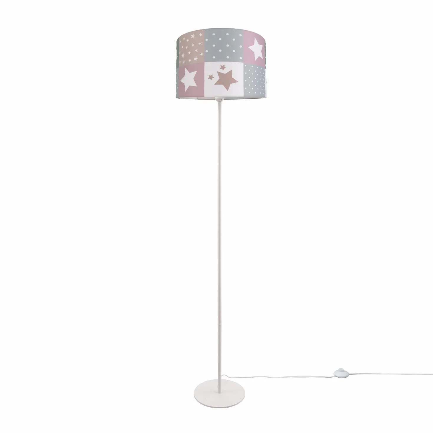 Paco Home Lampadaire Chambre Enfant Abat-Jour Rond Tissu E27